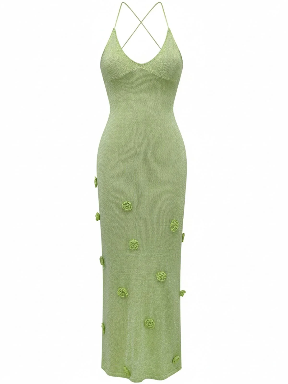 Green 1930s Crochet Knit Cover-Up Dress - Image 2