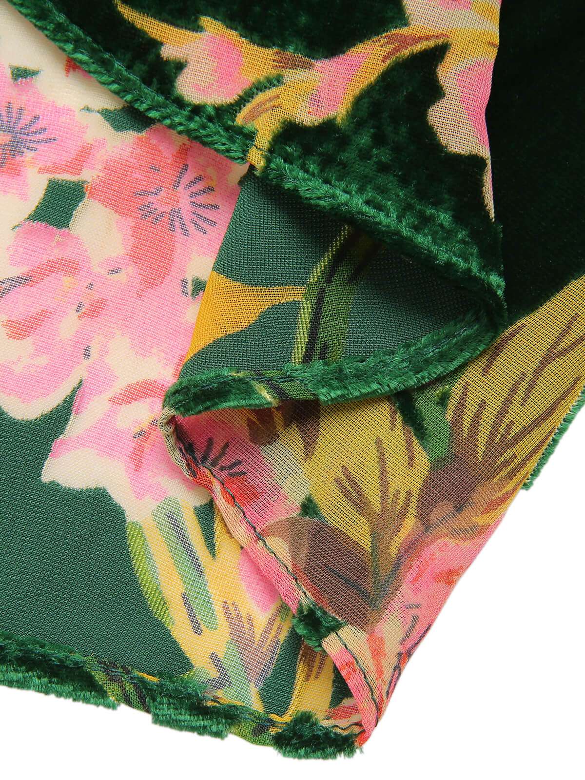 Green 1930s Floral Velvet Sleeveless Dress - Image 8