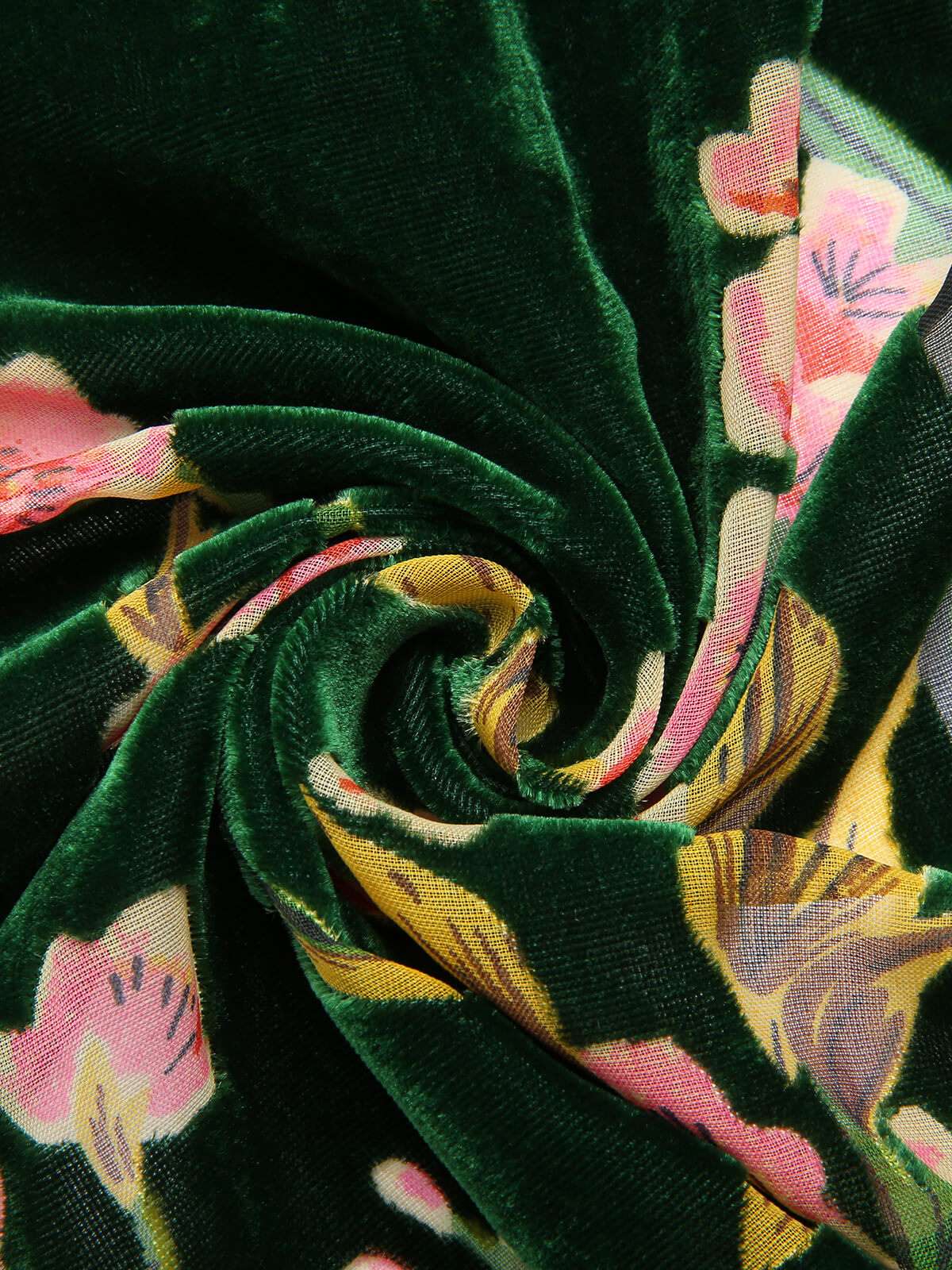 Green 1930s Floral Velvet Sleeveless Dress - Image 9
