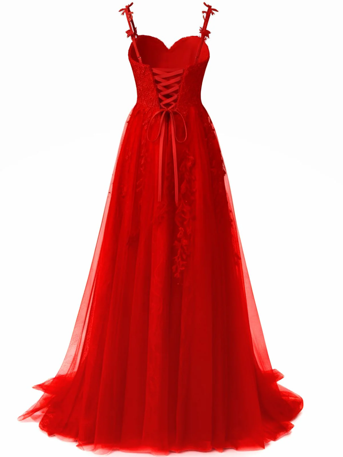 Green 1930s Spaghetti Strap Lace Tulle Maxi Dress - Image 4