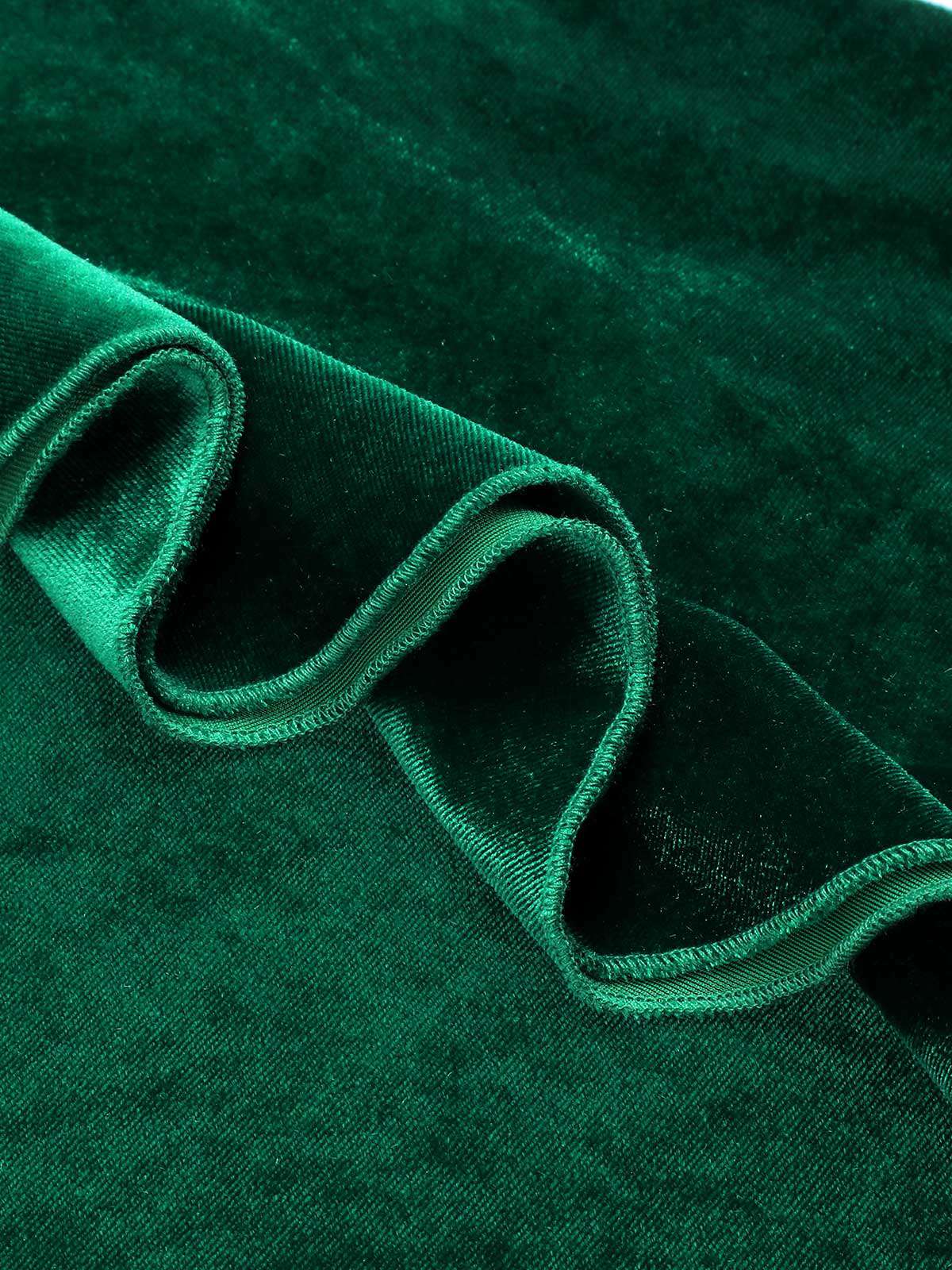 Green 1930s Velvet Off-Shoulder Ruffle-Trim Mermaid Dress - Image 5