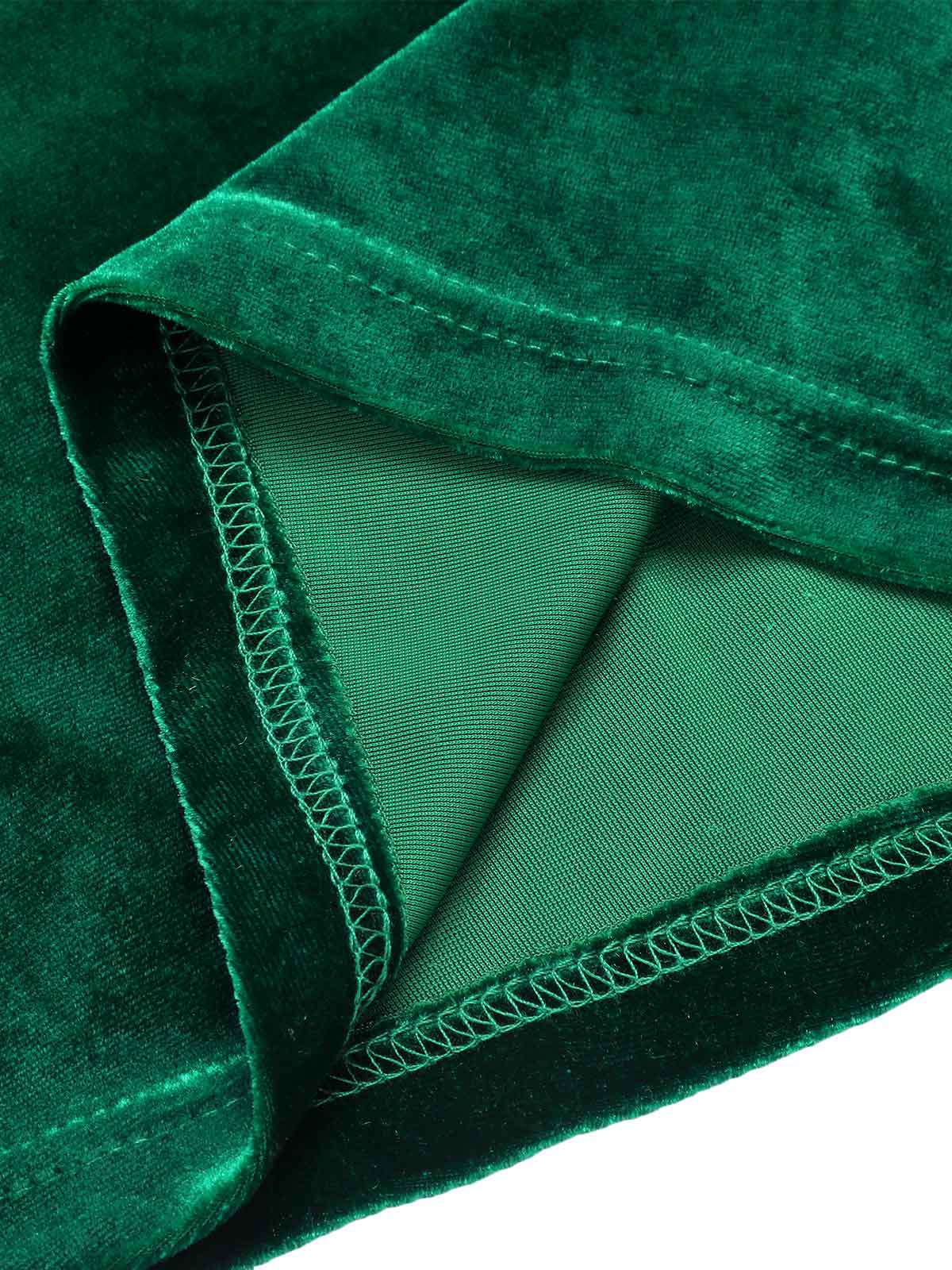 Green 1930s Velvet Off-Shoulder Ruffle-Trim Mermaid Dress - Image 7