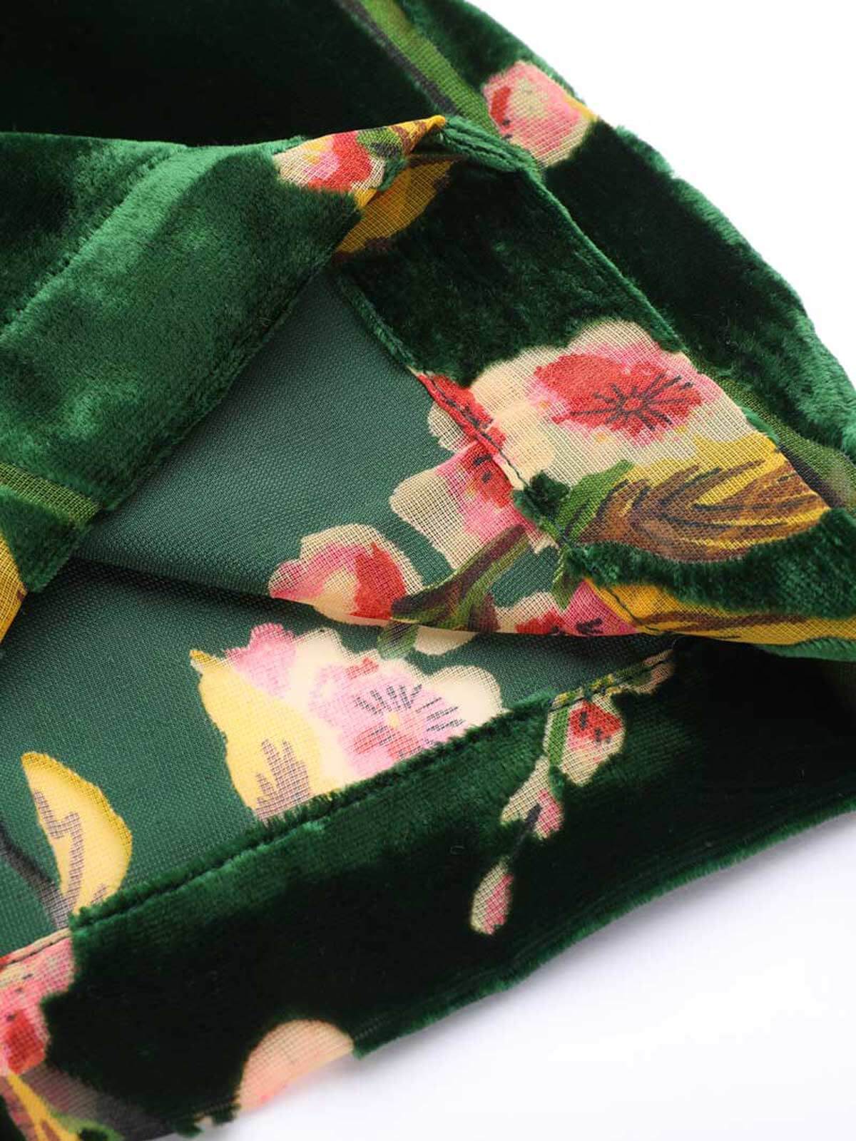 [Plus Size] Green 1930s Velvet Vintage Jumpsuit - Image 6