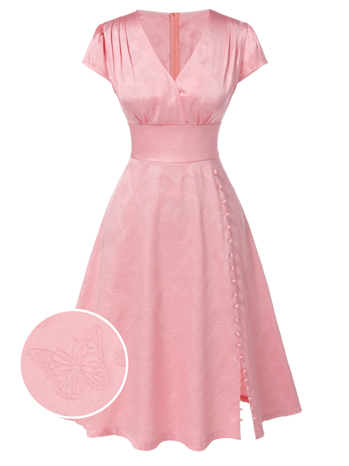 [Pre-Sale] Green 1940s Deep V-Neck Pearl Velvet Dress - Image 13