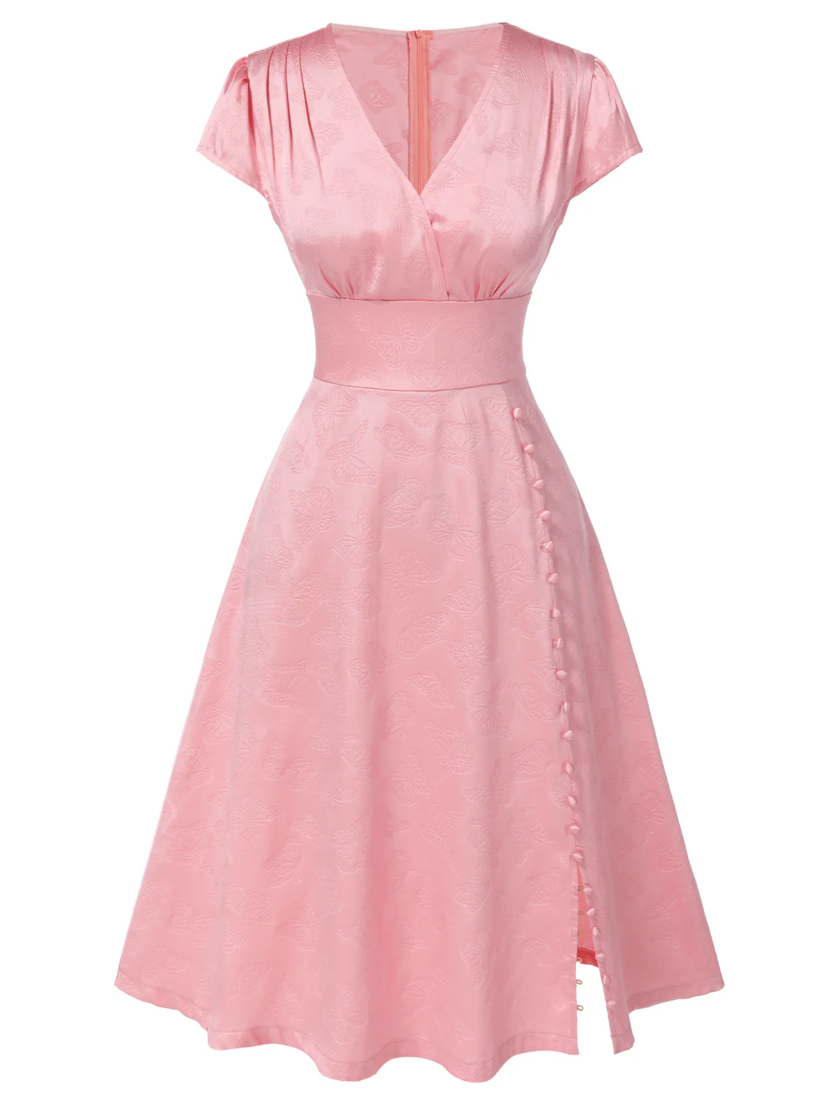 [Pre-Sale] Green 1940s Deep V-Neck Pearl Velvet Dress - Image 14