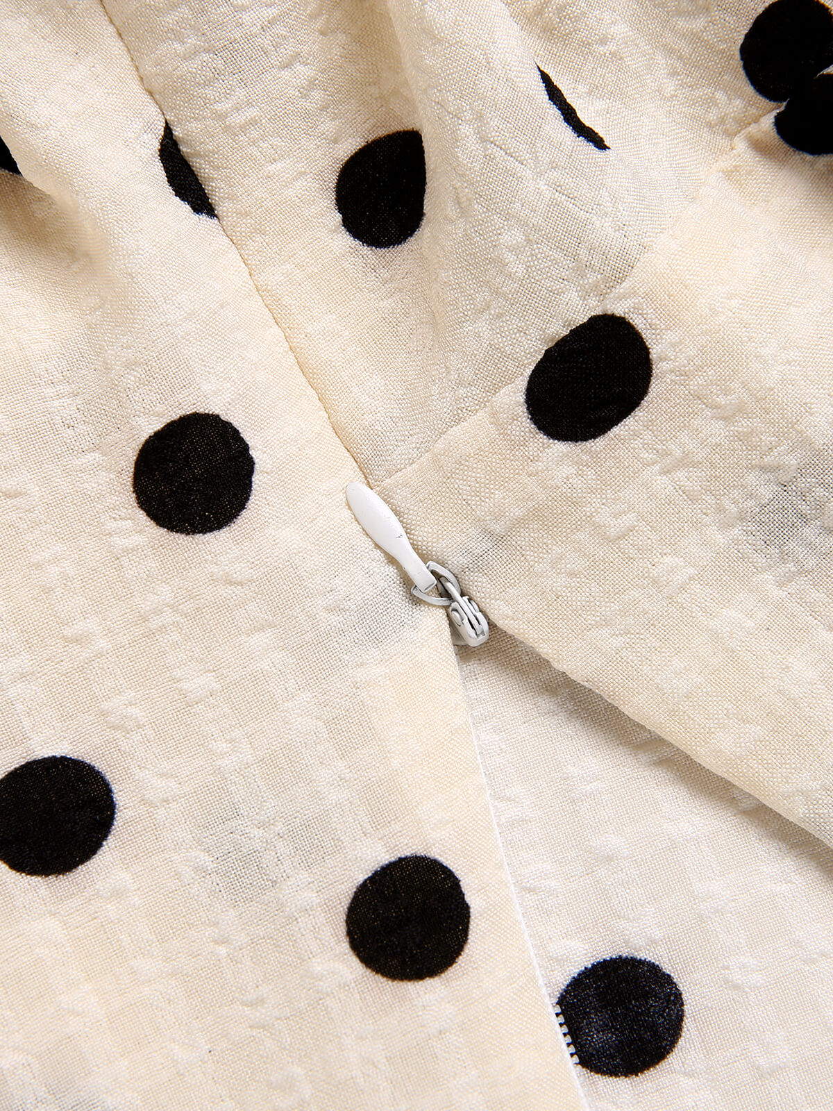Green 1940s Dots Bowknot V-Neck Blouse - Image 14