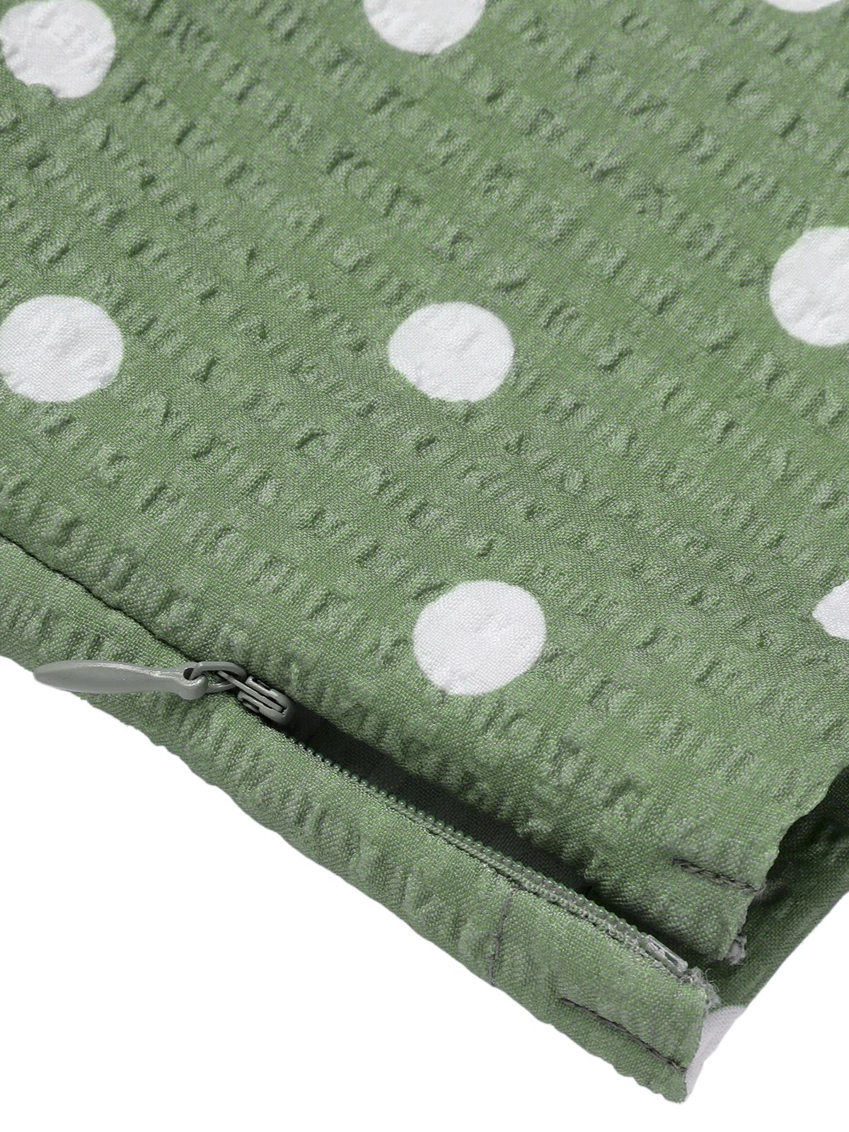 Green 1940s Dots Bowknot V-Neck Blouse - Image 7