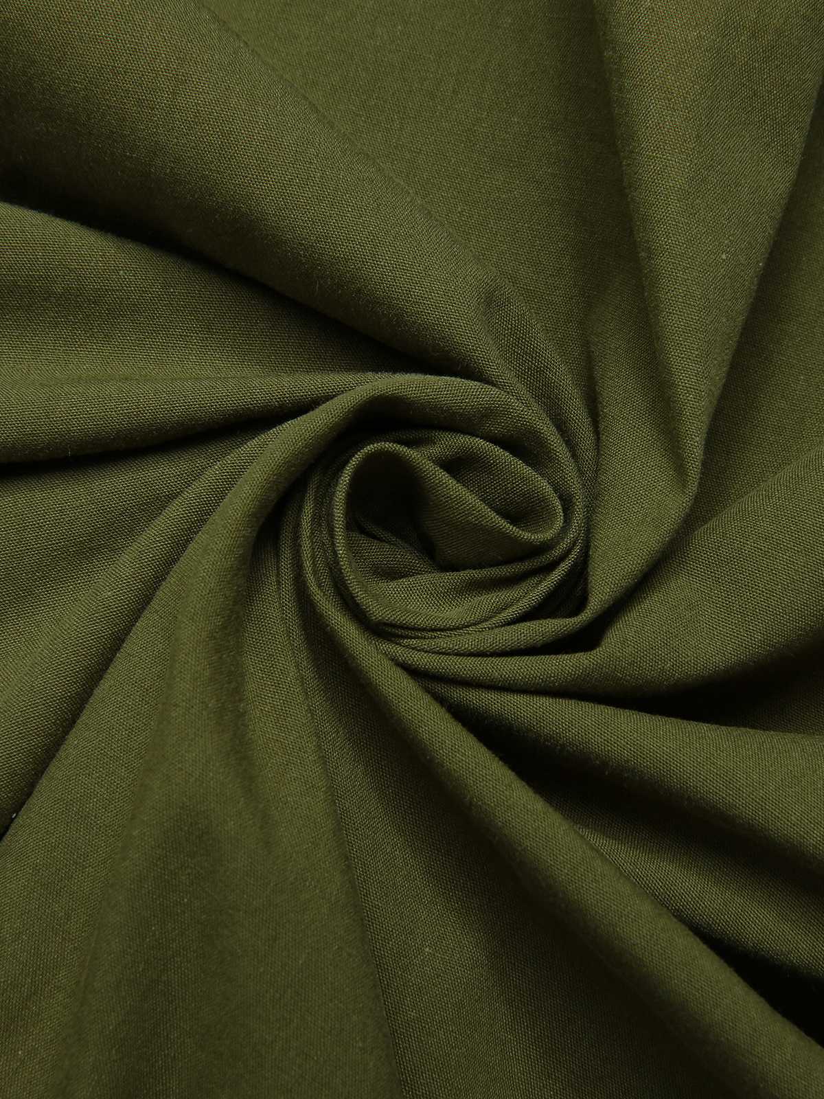 Green 1940s Lapel Buttoned Solid Dress - Image 8