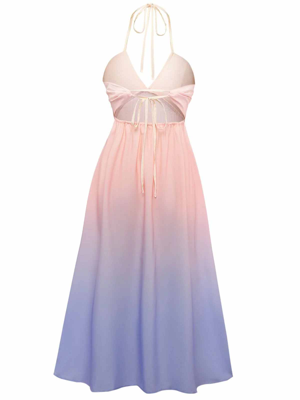 1940s Ombre Deep V-Neck Halter Dress - Image 3