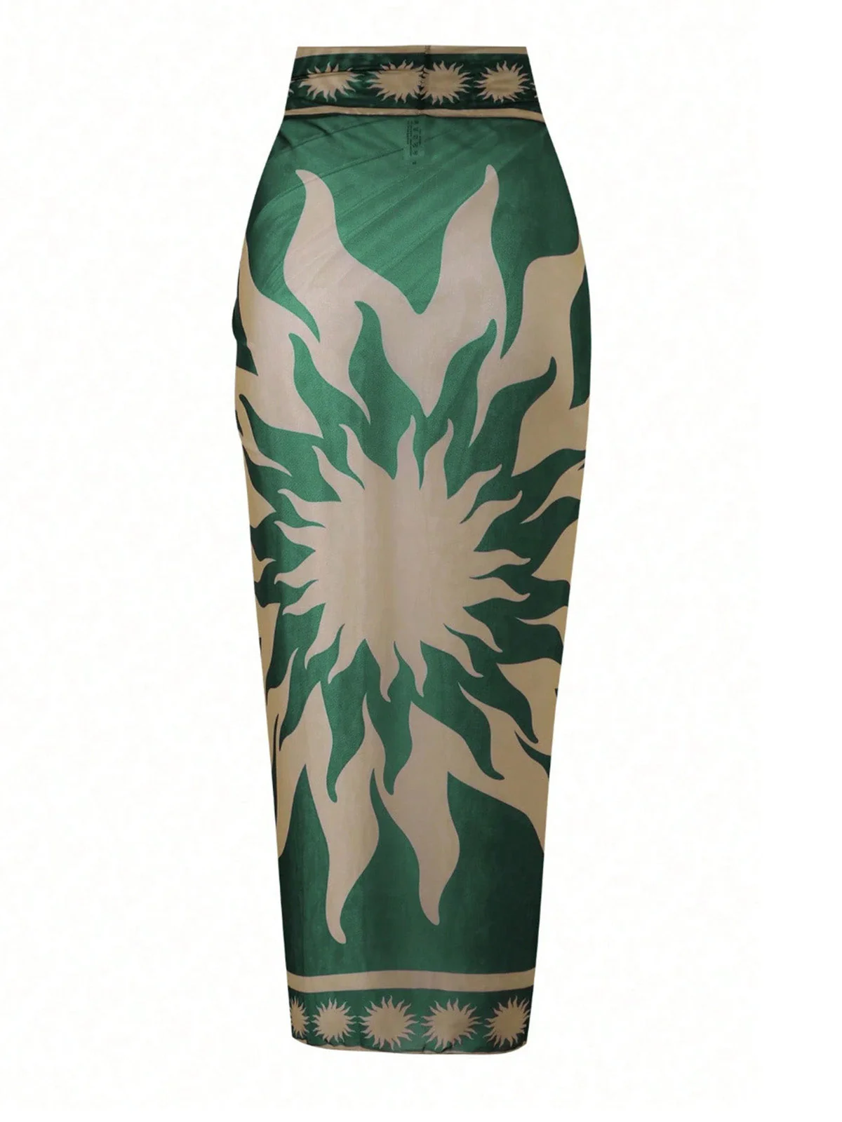 Green 1950s Deep V One-Piece Swimsuit & Mesh Cover-Up - Image 5