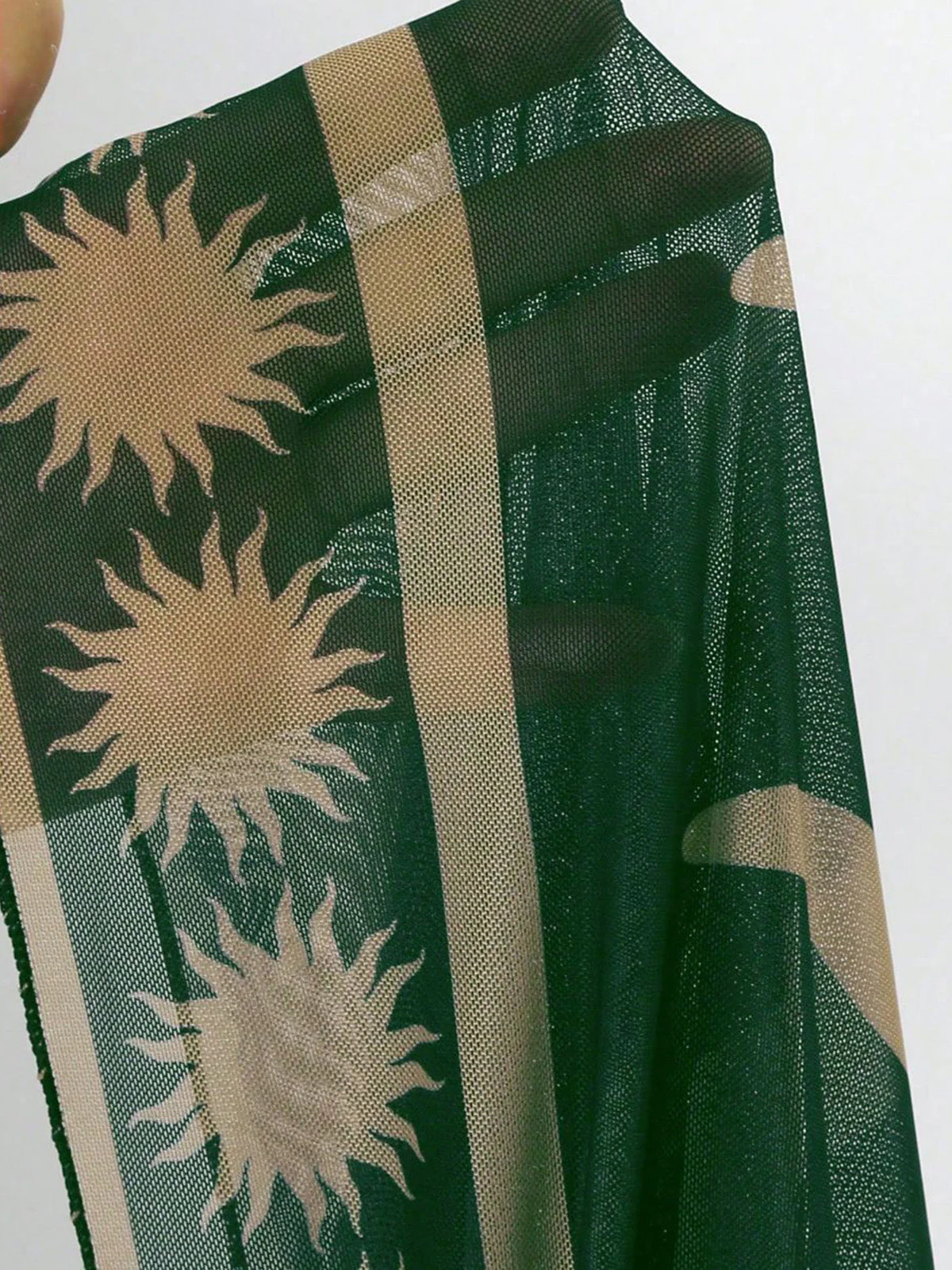 Green 1950s Deep V One-Piece Swimsuit & Mesh Cover-Up - Image 6