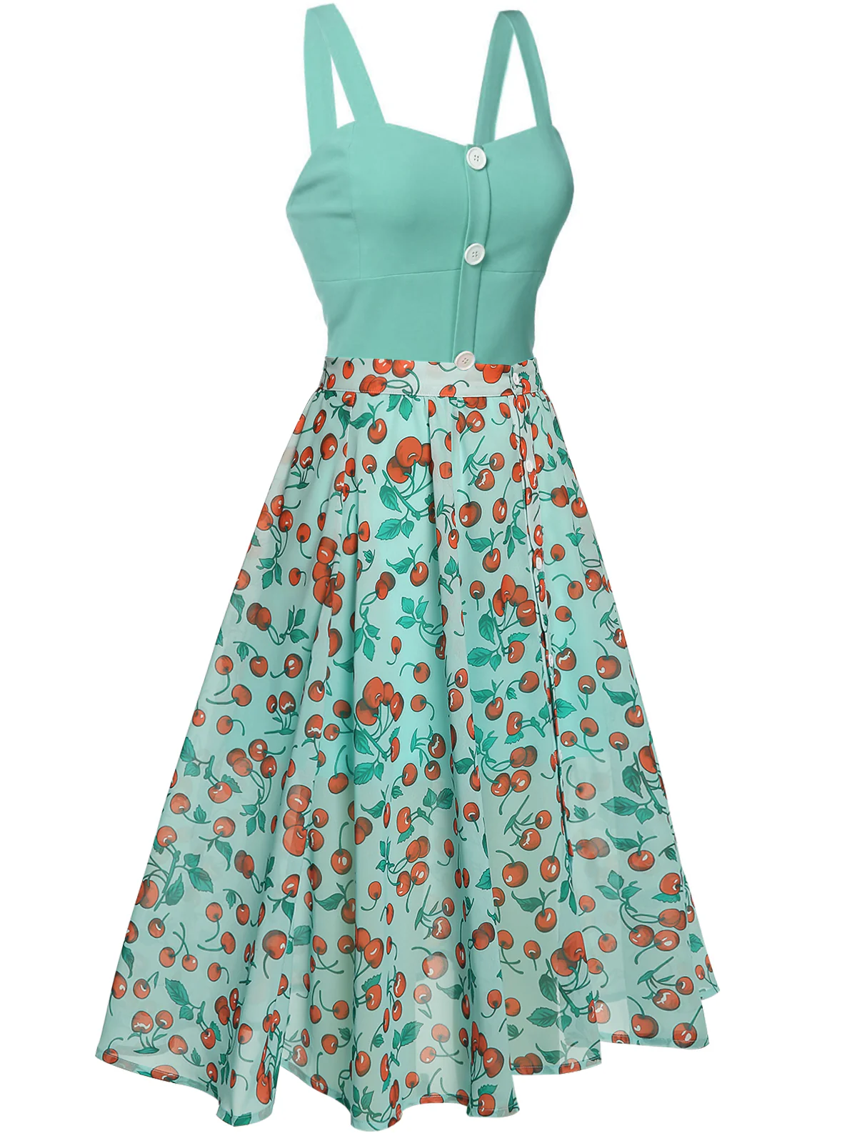 Green 1950s Romper & Cherry Skirt - Image 2