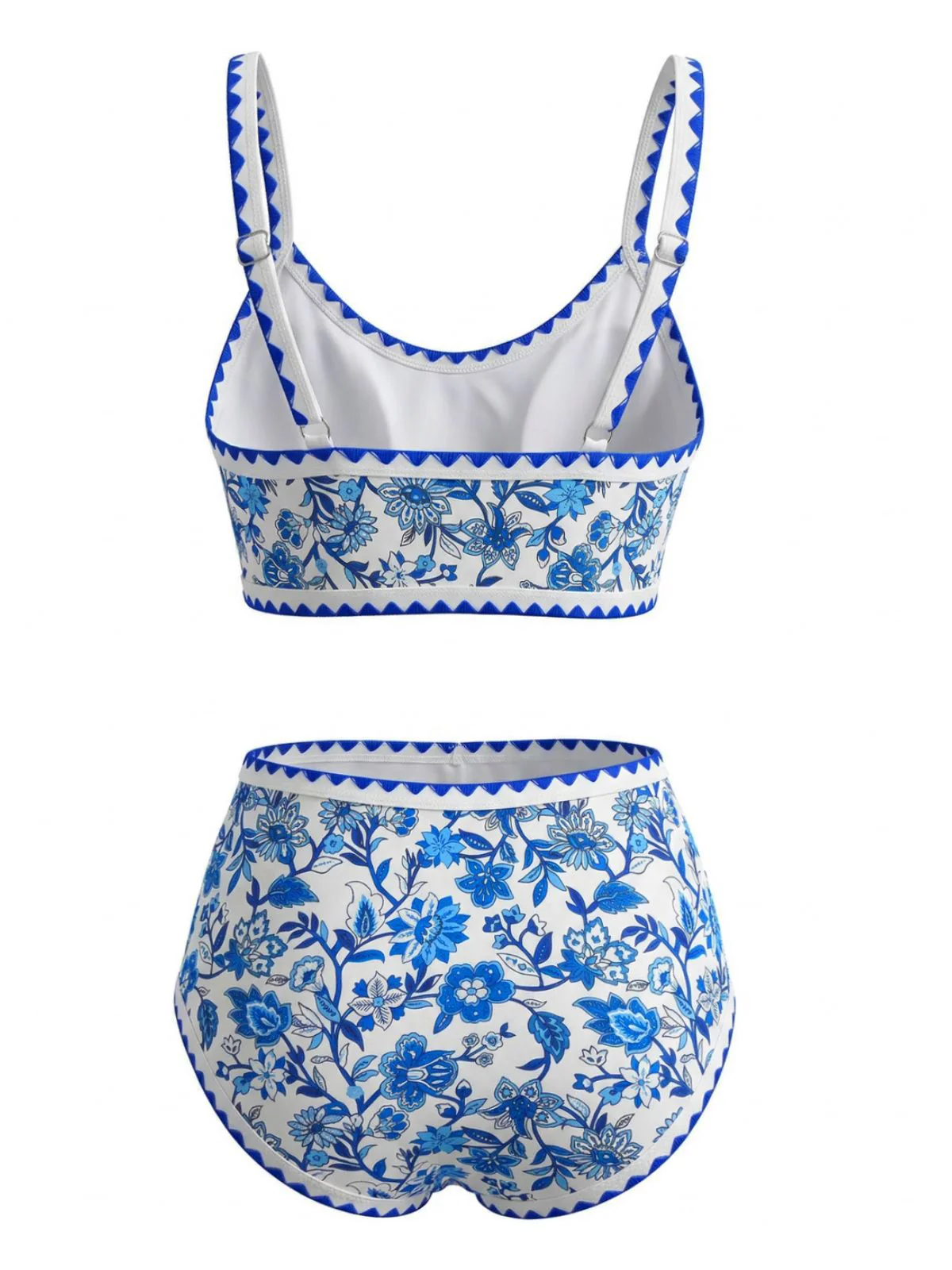 Green 1950s Scoop Neck Floral High-Waist Bikini Set - Image 5