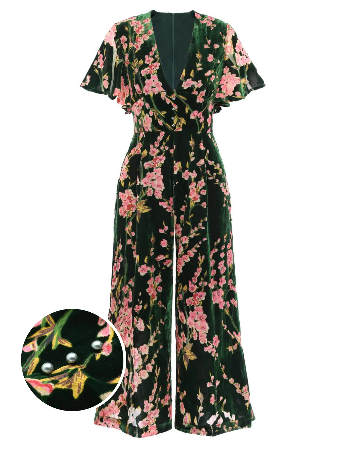 Green 1930s Velvet Vintage Jumpsuit - Image 2