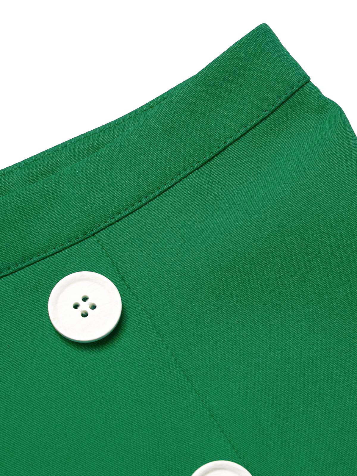 [Pre-Sale] Green 1960s Button Solid Belted Skirt - Image 5