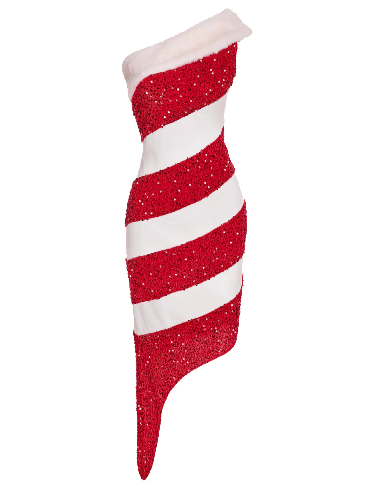 Green 1960s Candy Cane One-Shoulder Dress - Image 15