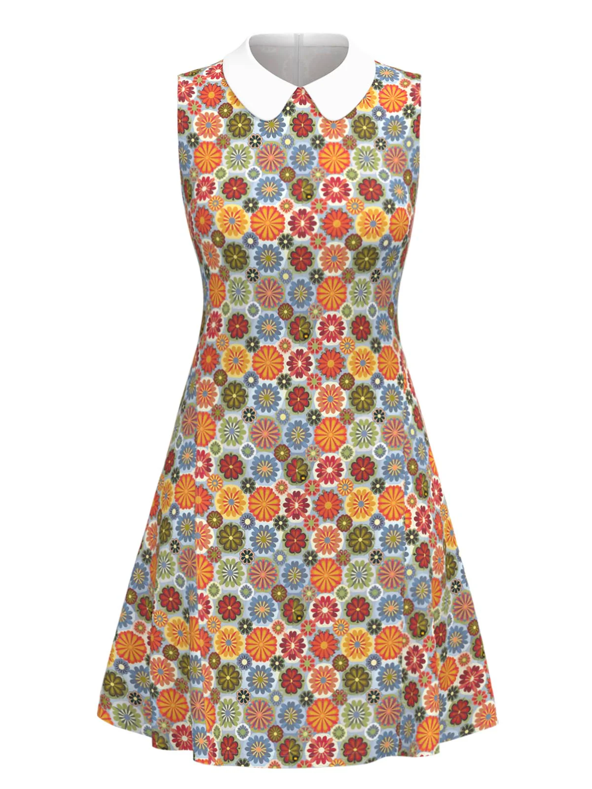 Orange 1960s Daisy Peter Pan Collar Dress
