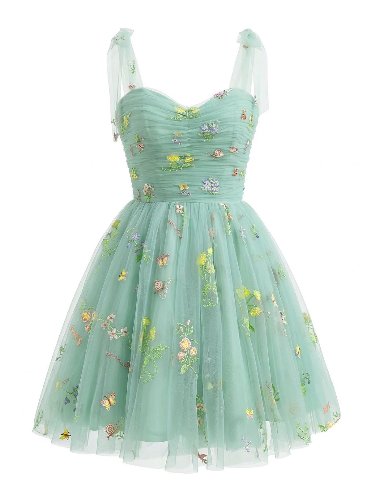 Green 1960s Floral Embroidered Mesh Tutu Dress