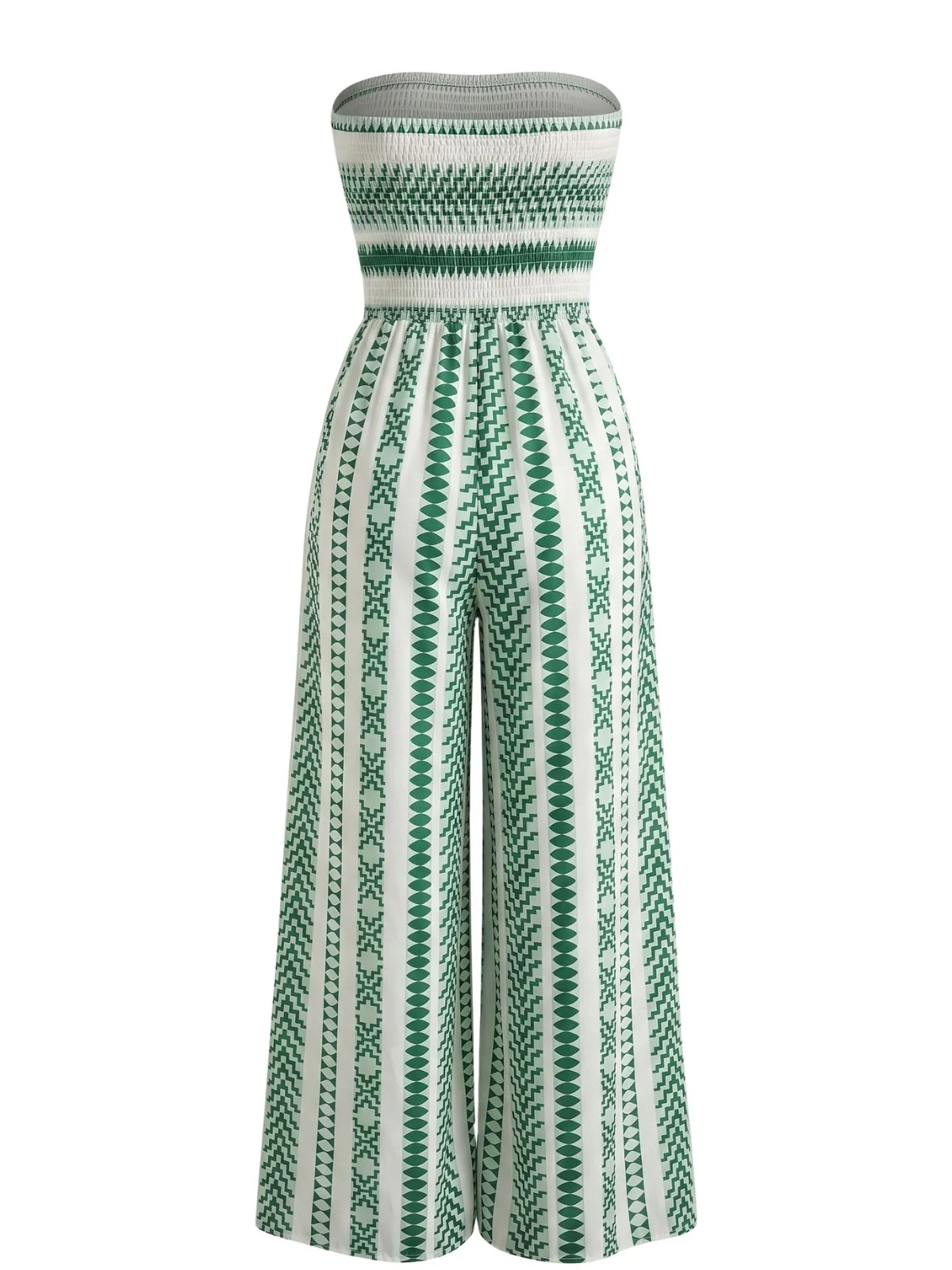 Green 1960s Strapless Striped Slit Jumpsuit - Image 3