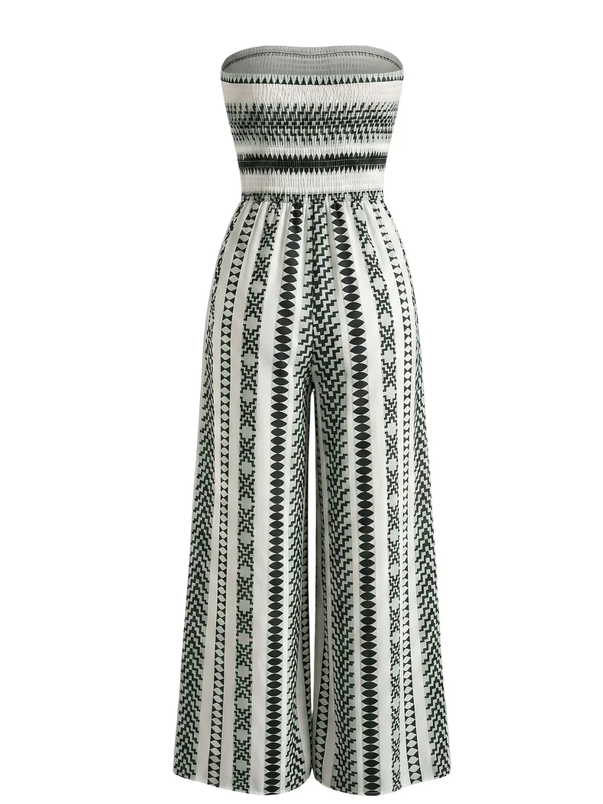 Green 1960s Strapless Striped Slit Jumpsuit - Image 7