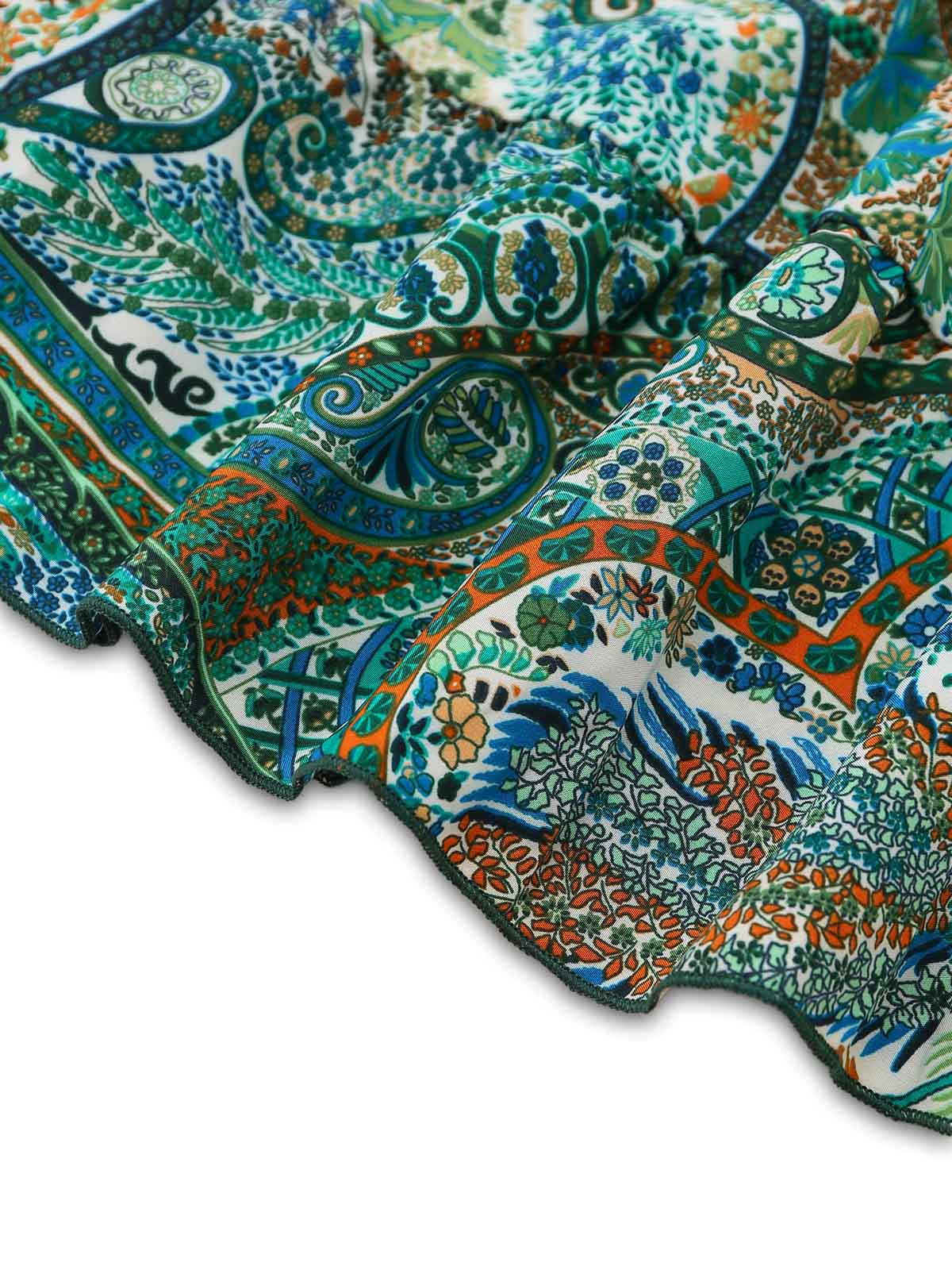 Green 1970s Boho Paisley Deep V Halter Backless Maxi Dress - Image 7