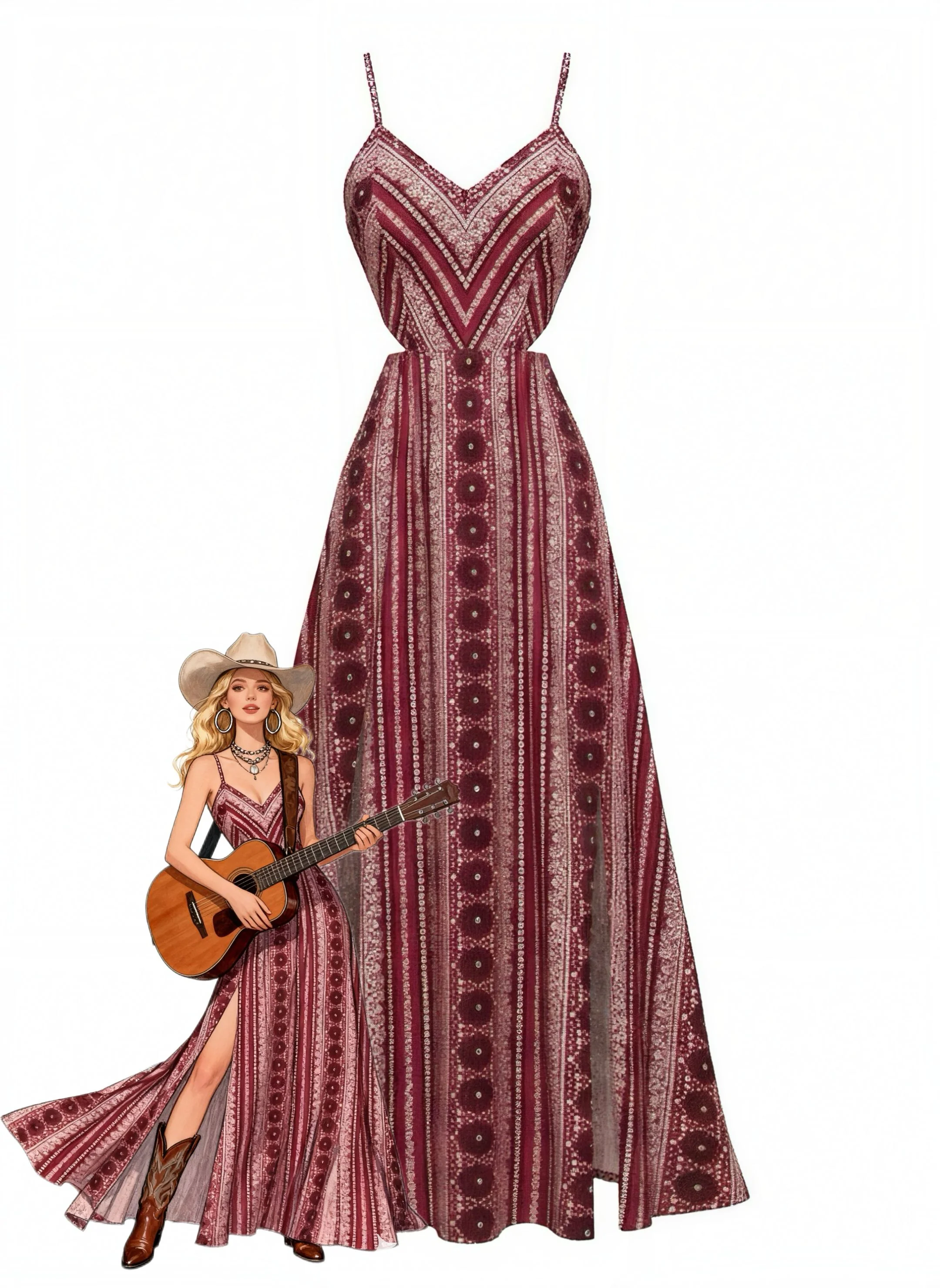 Black 1970s Boho Style Spaghetti Strap Maxi Dress - Image 19