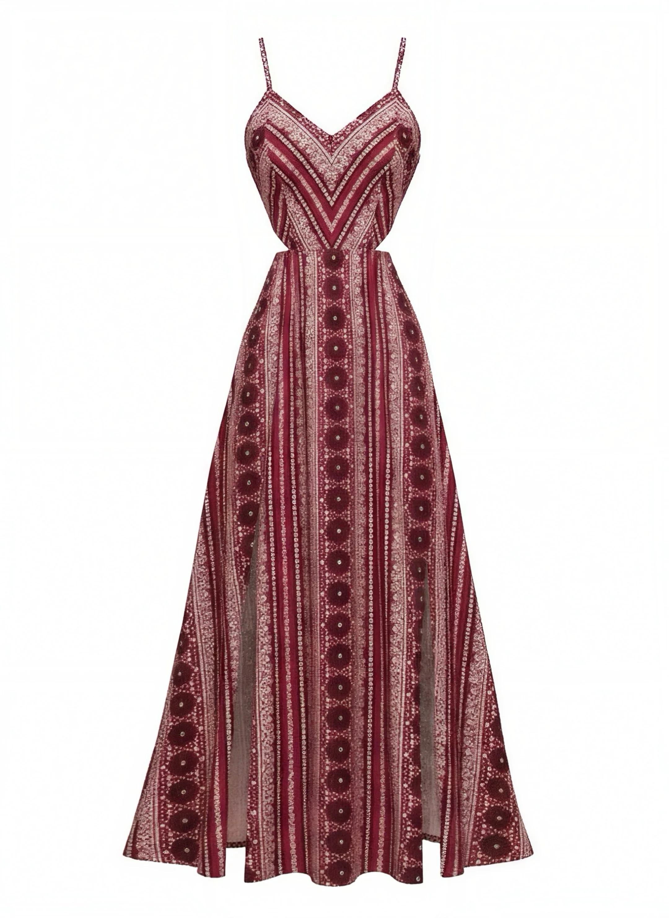 Black 1970s Boho Style Spaghetti Strap Maxi Dress - Image 20