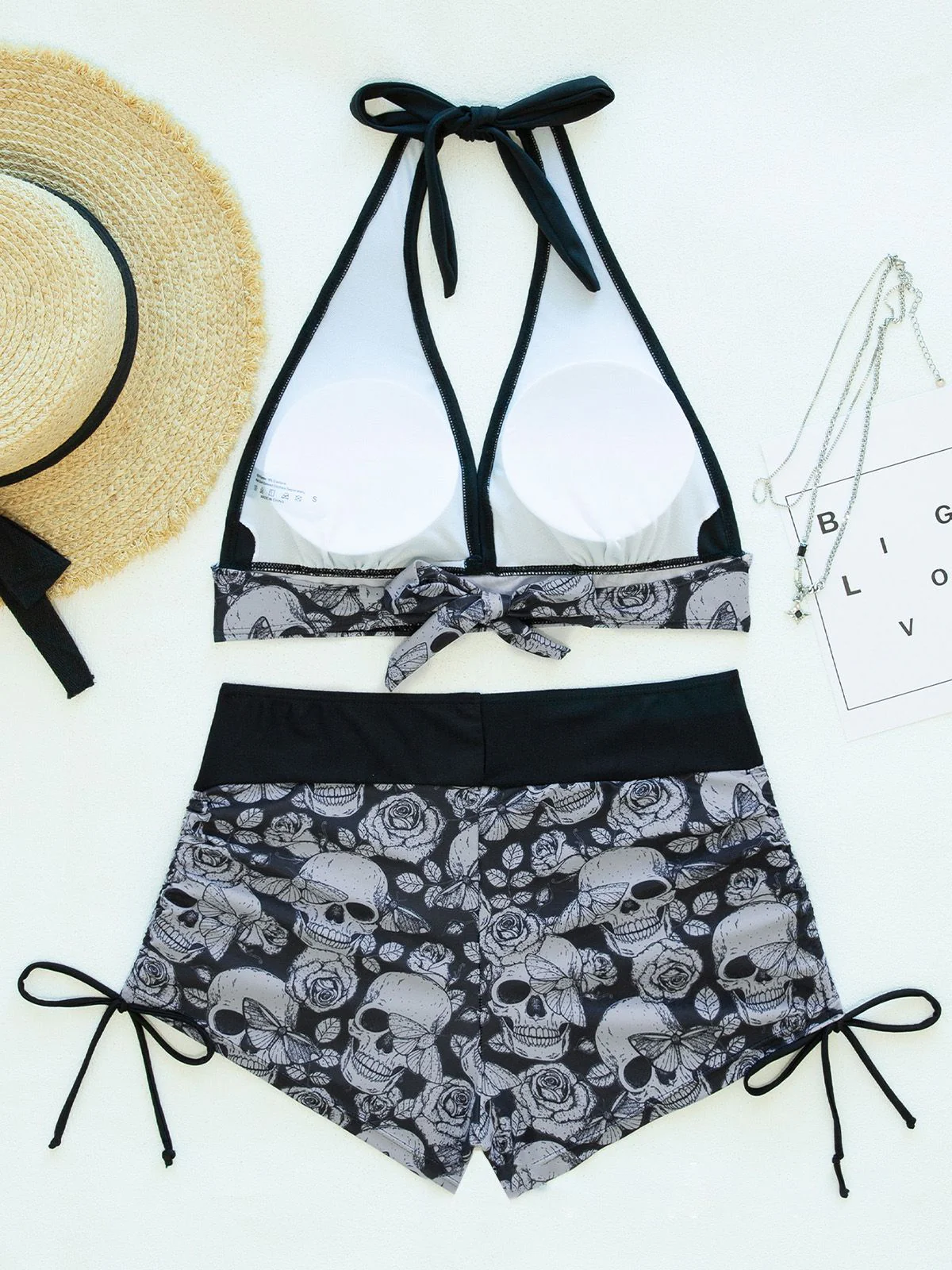 1980s Punk Halter Rock Skull Bikini Set - Image 9
