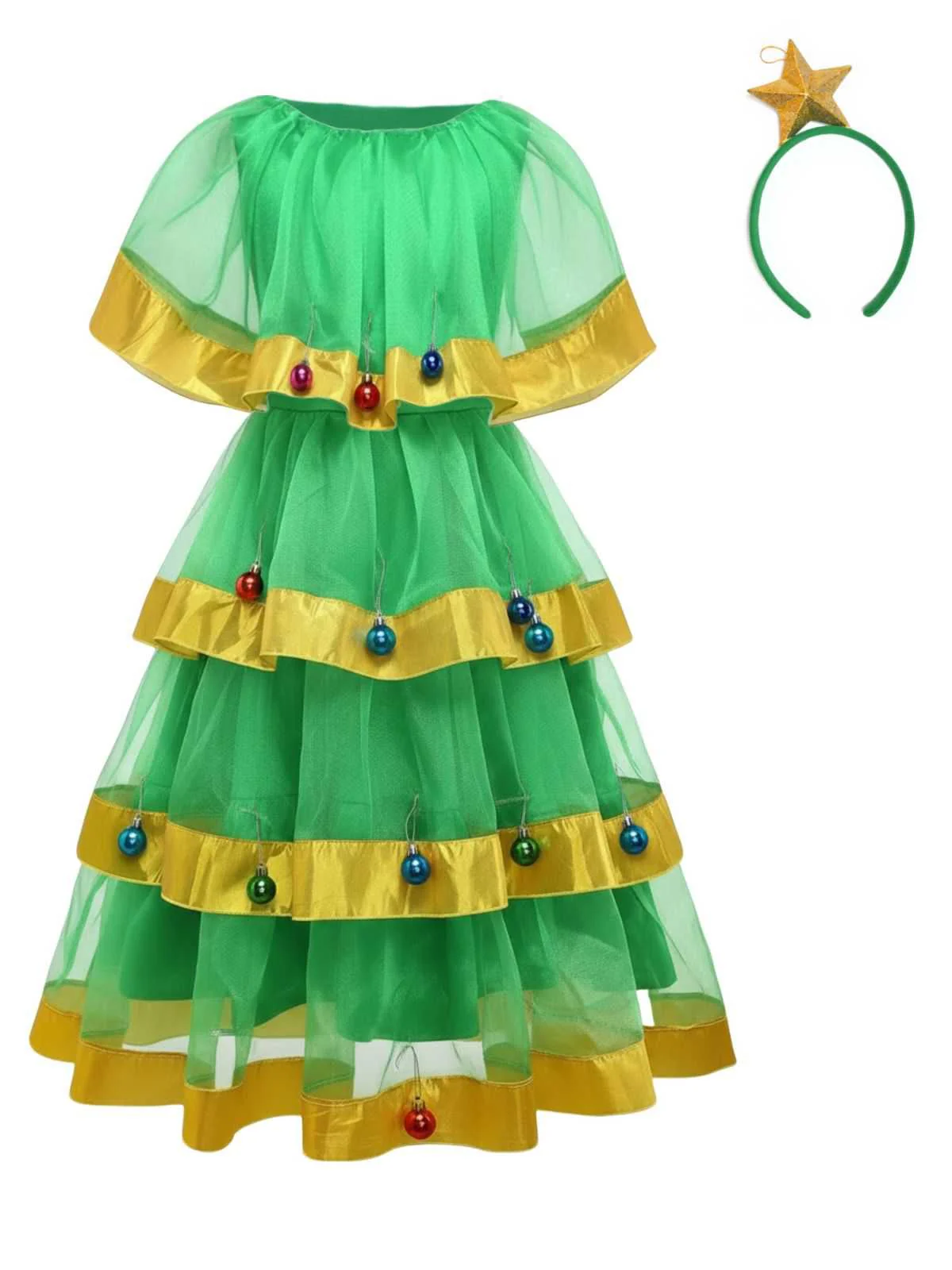 Green Christmas Tree Costume With Bell - Image 3