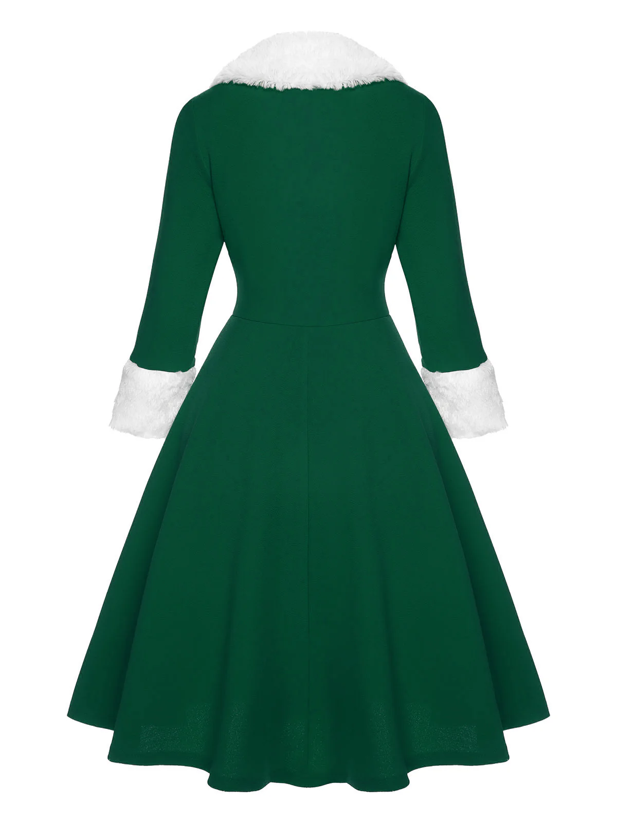 Green & White 1950s Christmas Lapel Dress - Image 2