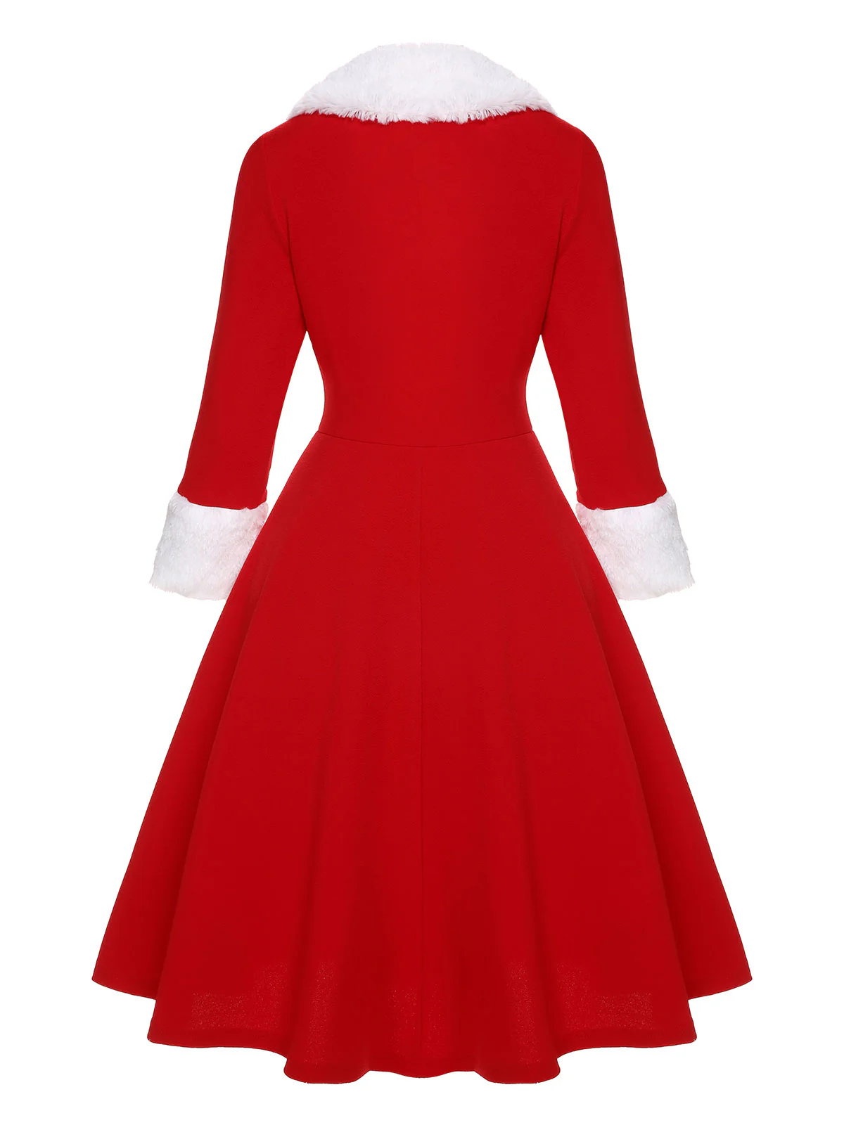 Green & White 1950s Christmas Lapel Dress - Image 5