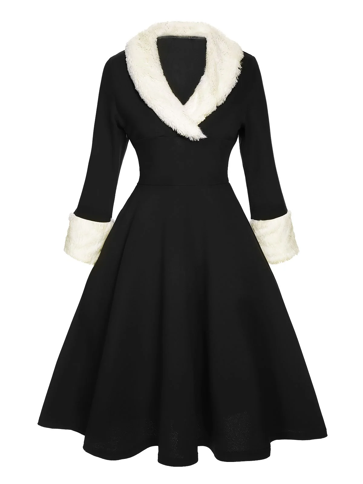 Green & White 1950s Christmas Lapel Dress - Image 6