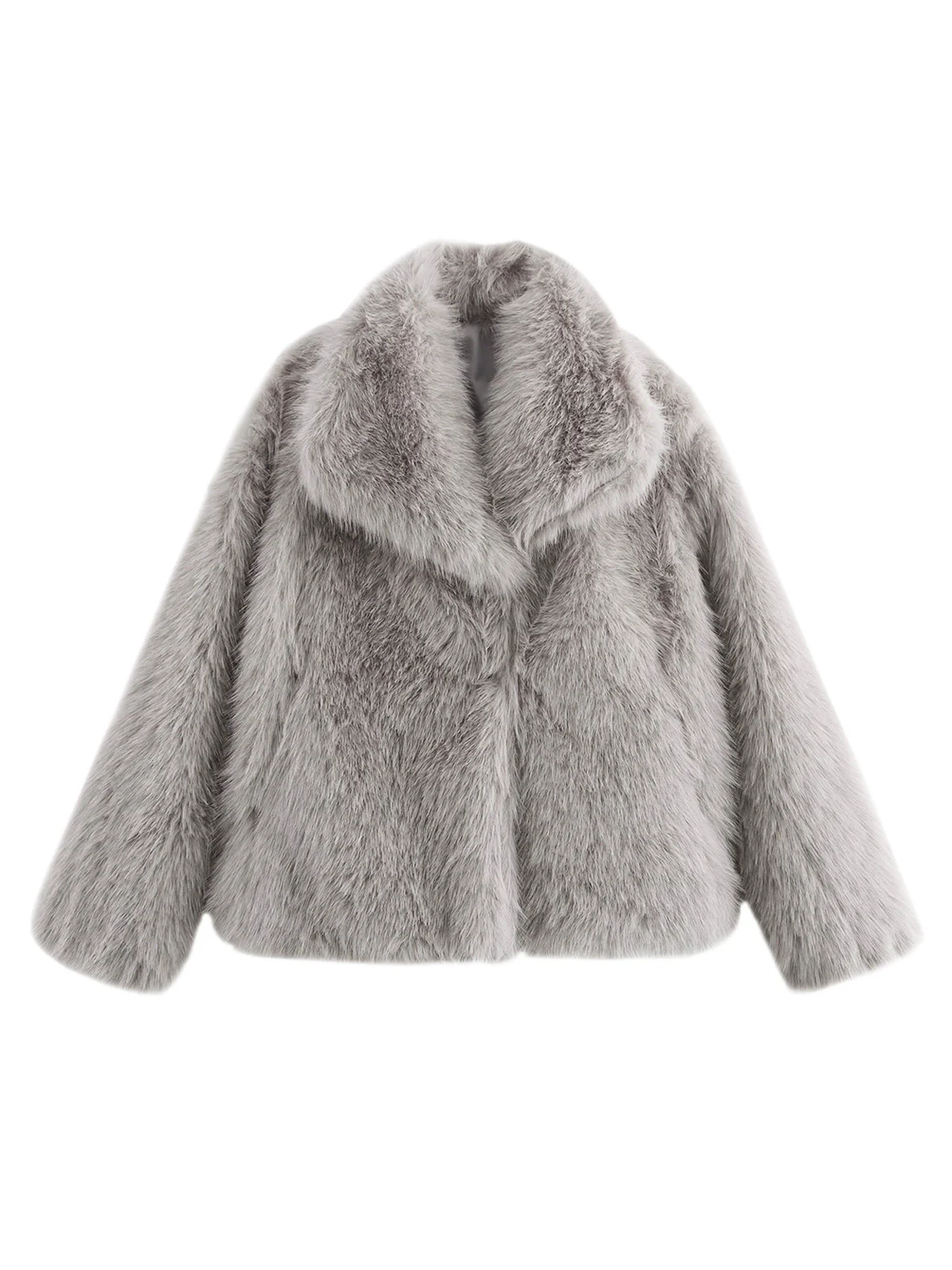 Grey 1980s Faux Fur Cropped Jacket
