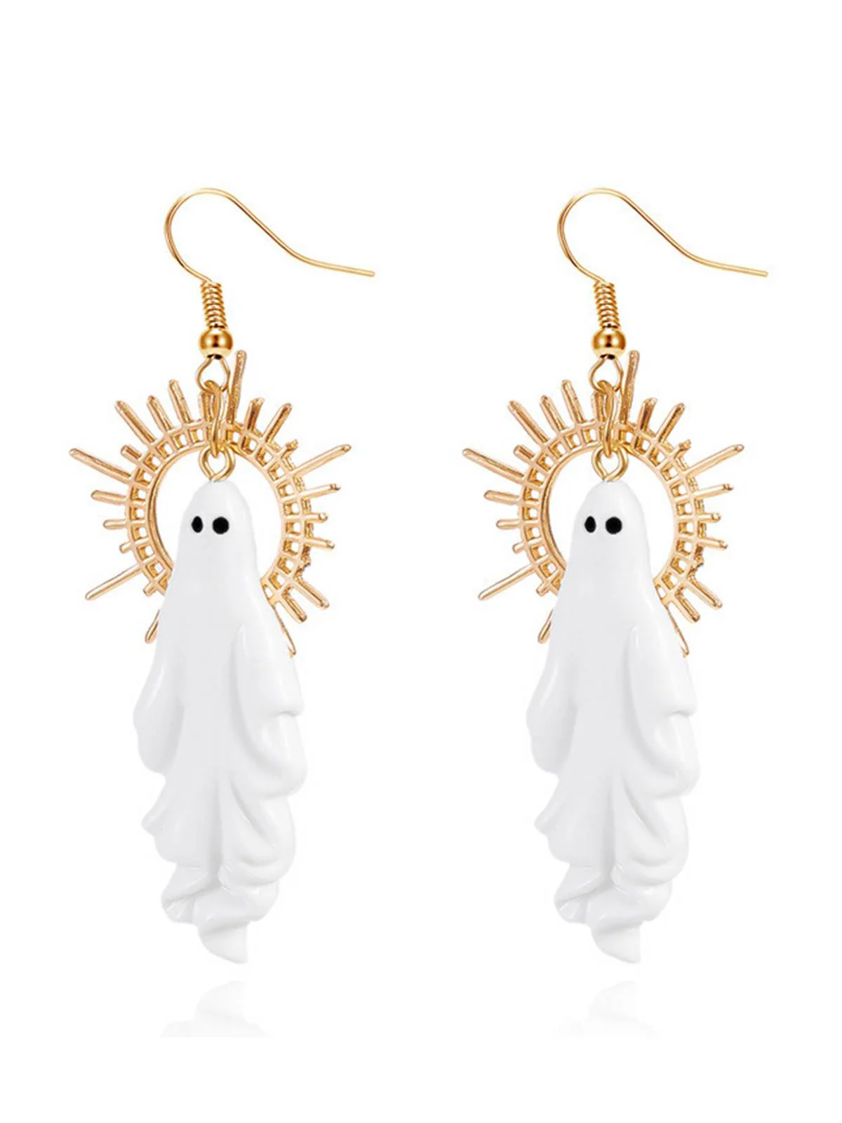Halloween Ghost Sunburst Drop Earrings