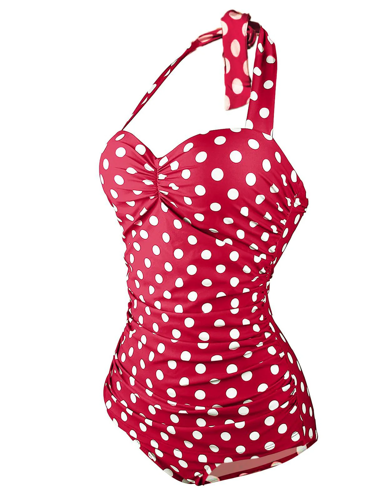 1950s Halter Polka Dot One-Piece Swimsuit - Image 2