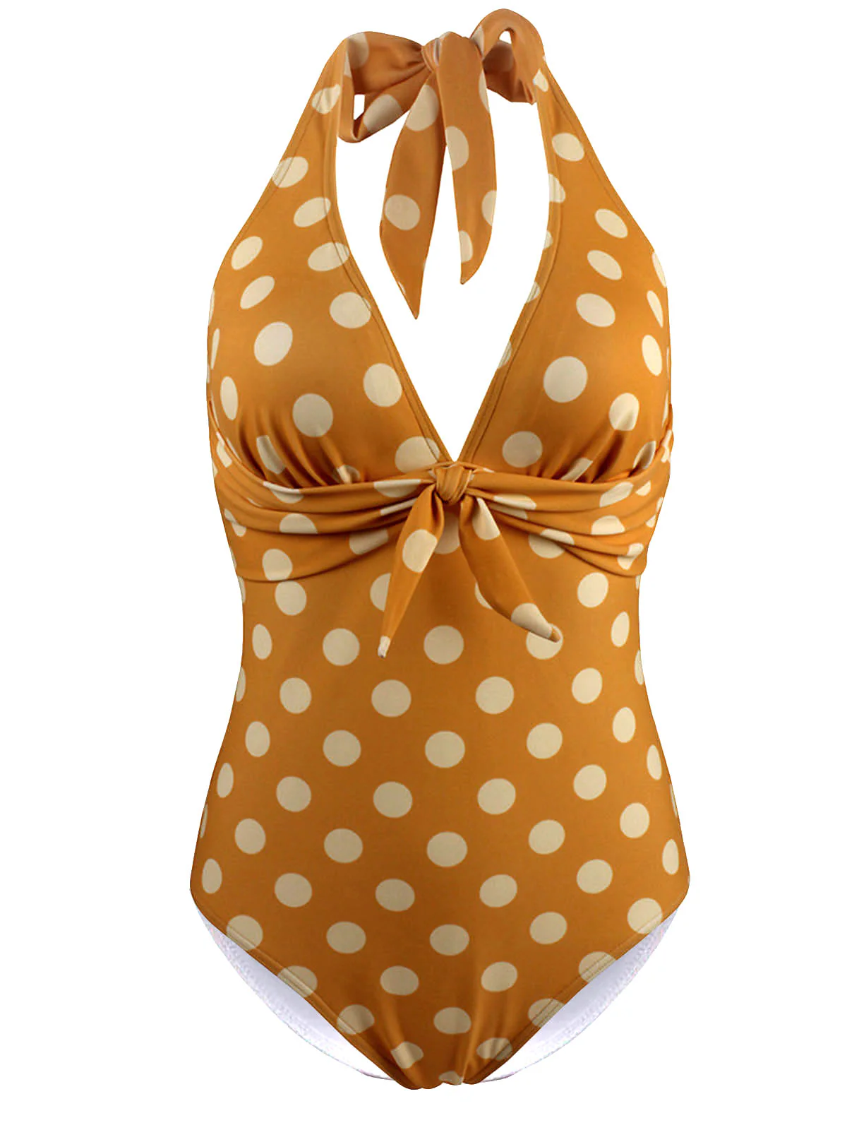 Halter Polka Dot One-Piece Swimsuit - Image 6