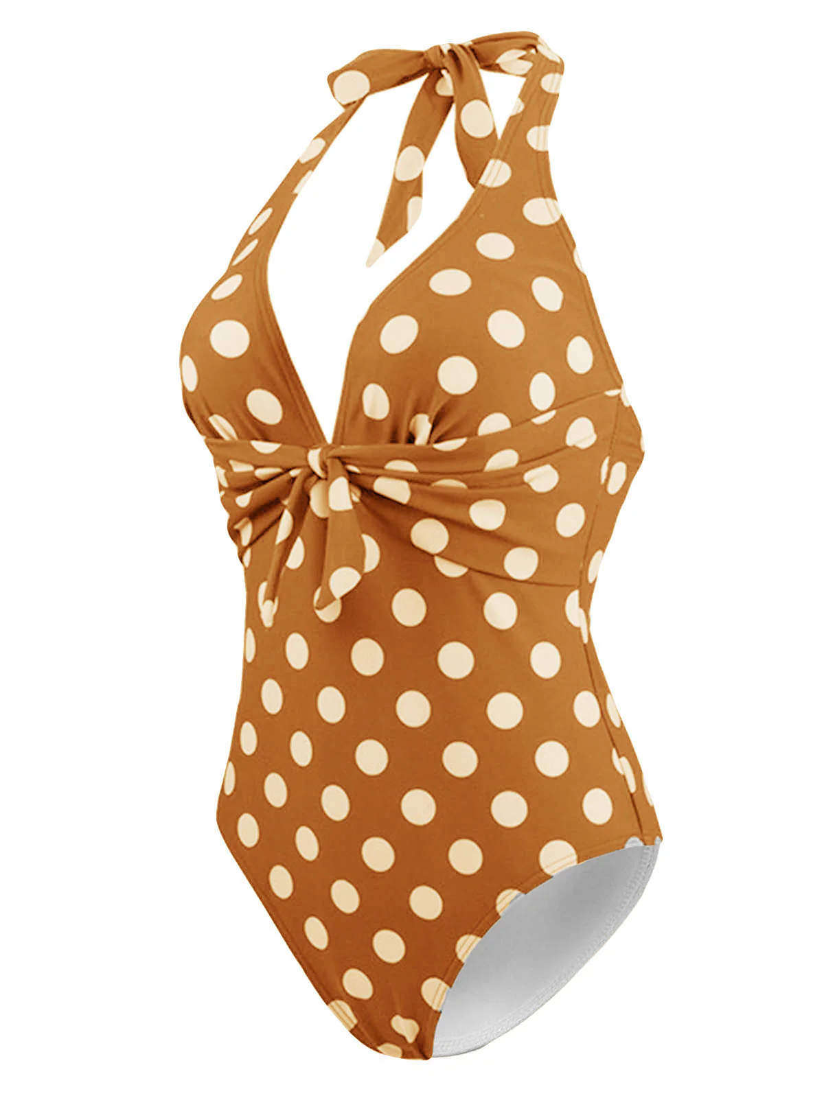 Halter Polka Dot One-Piece Swimsuit - Image 8