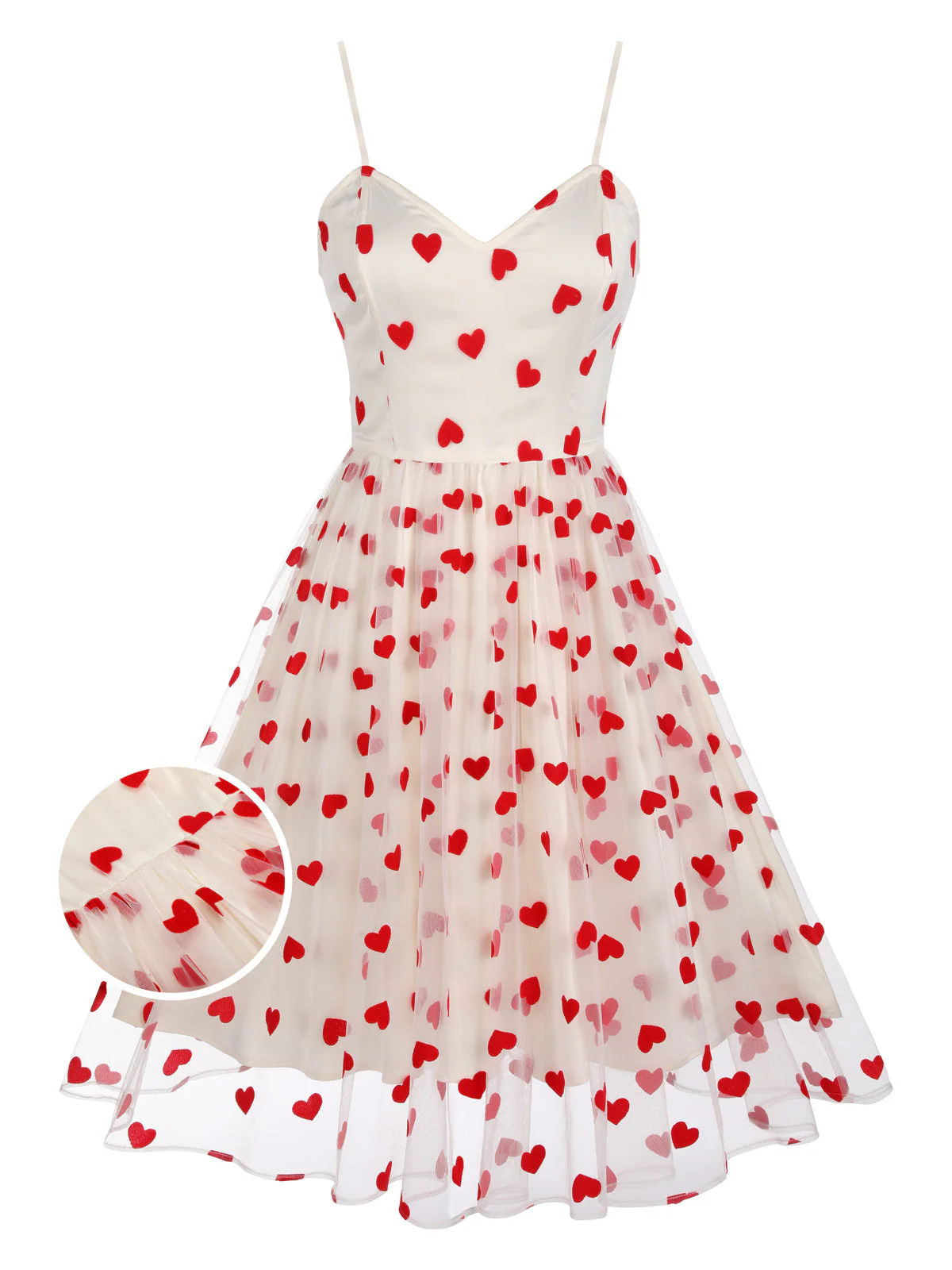 Heart 1950s Mesh Sling Dress - Image 4