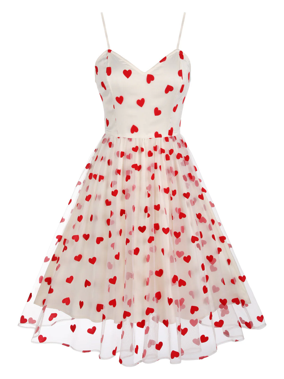 Heart 1950s Mesh Sling Dress - Image 4