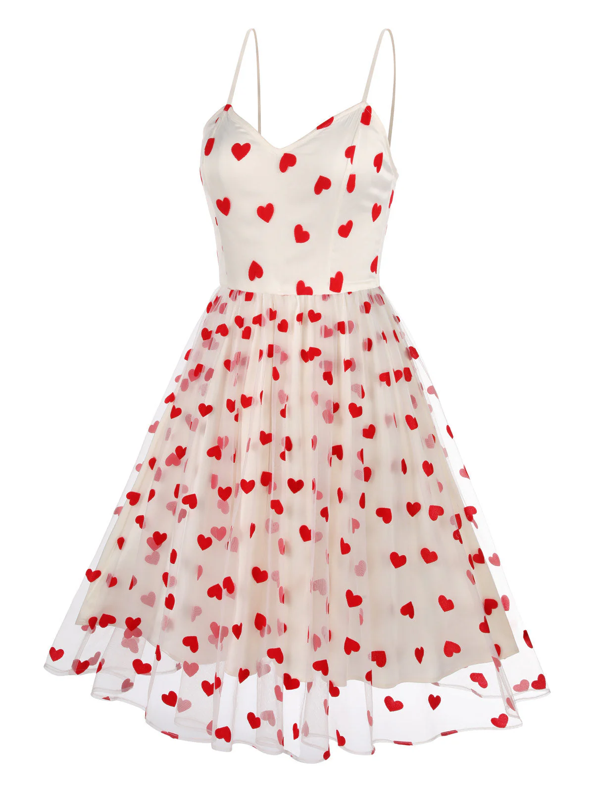 Heart 1950s Mesh Sling Dress - Image 5