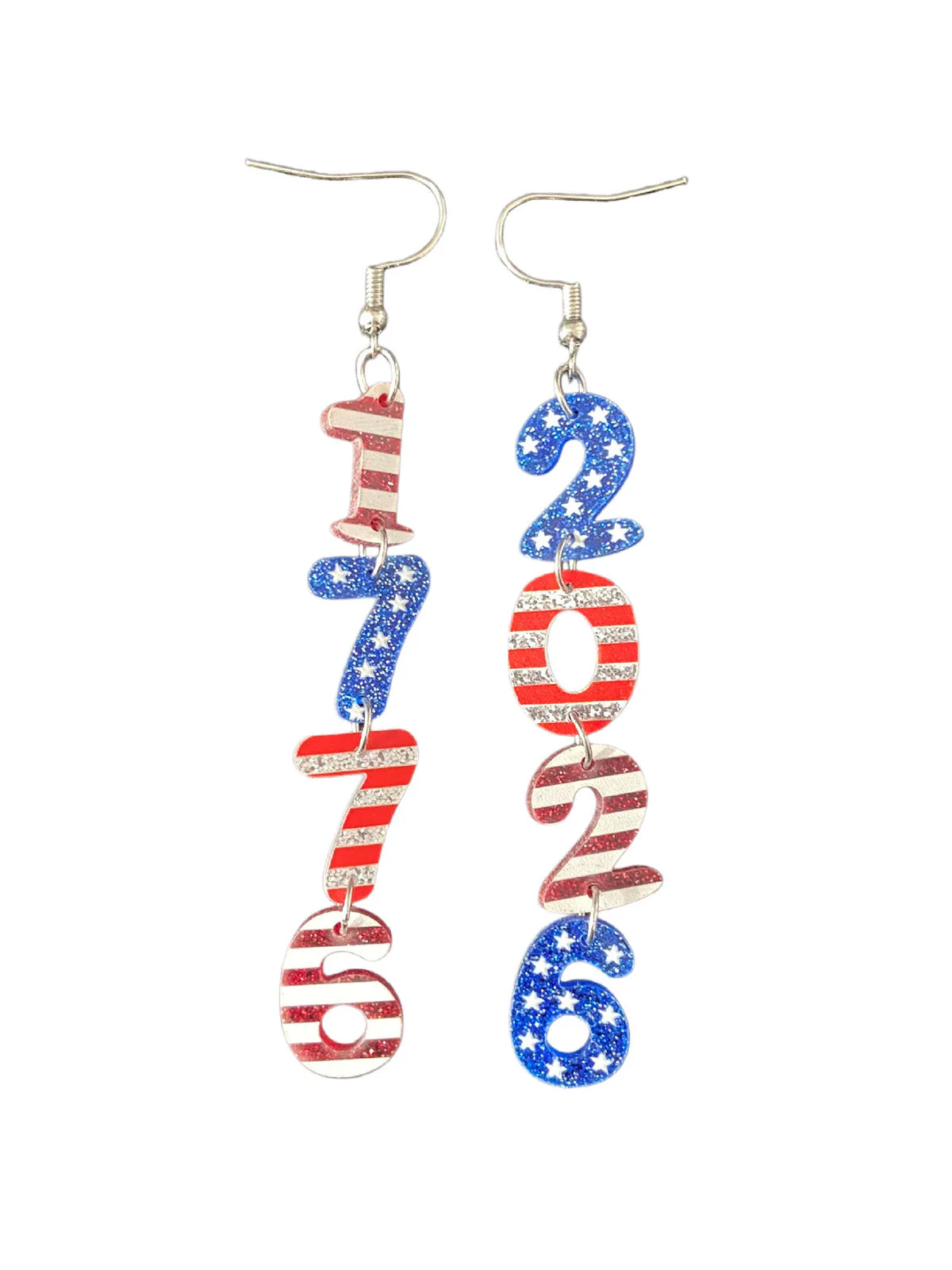 Independence Day Glitter Number Acrylic Earrings - Image 2