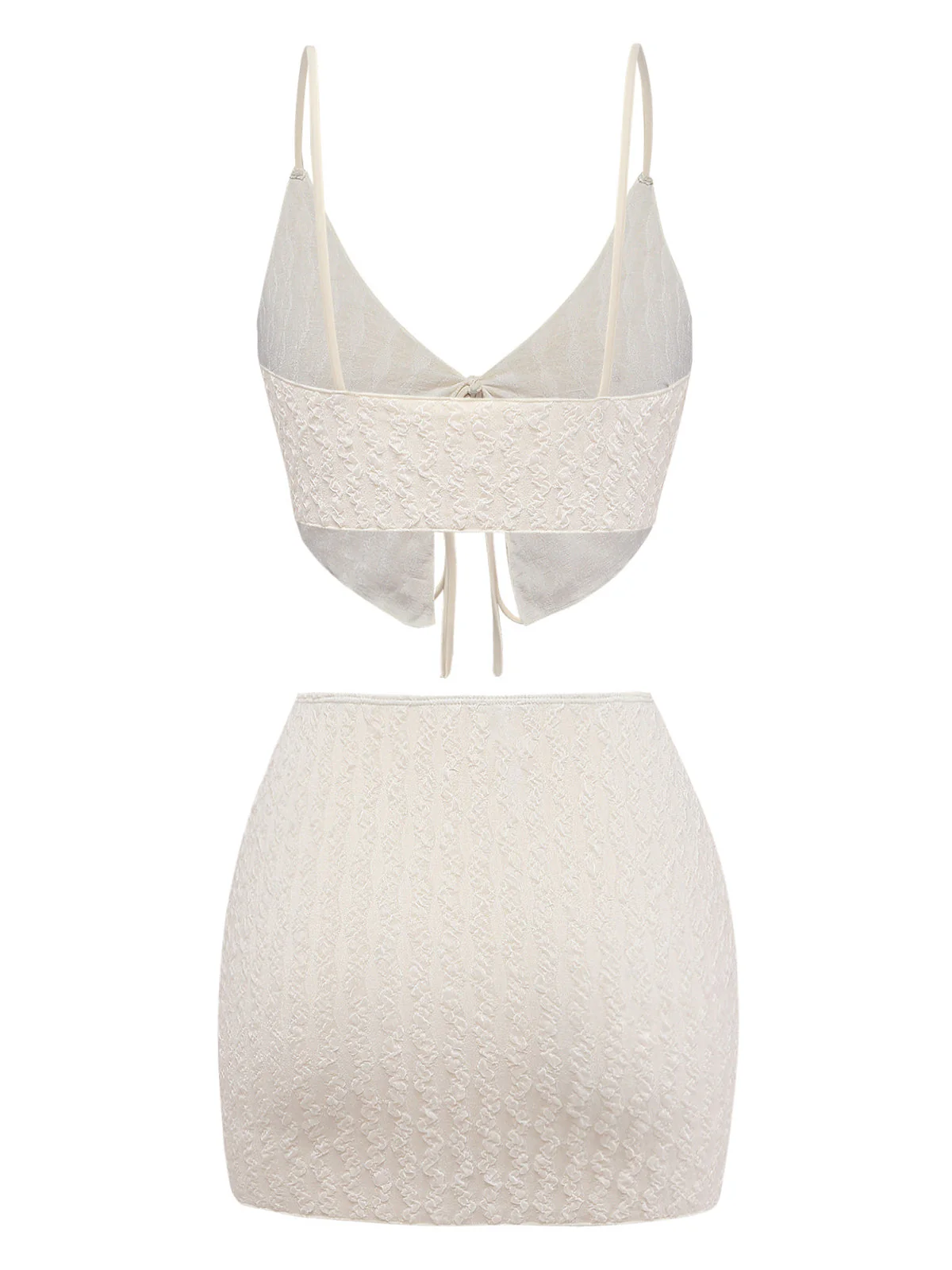 Ivory 1940s Textured Tie-Front Tankini Set - Image 3