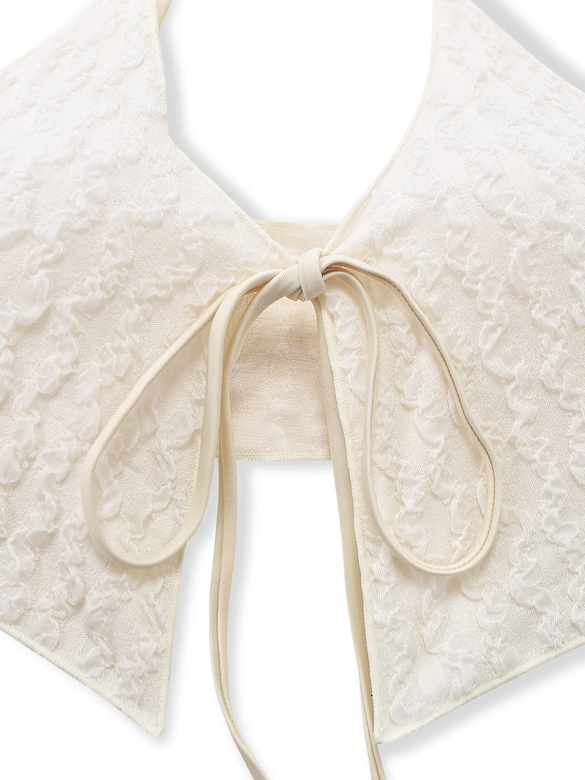 Ivory 1940s Textured Tie-Front Tankini Set - Image 7
