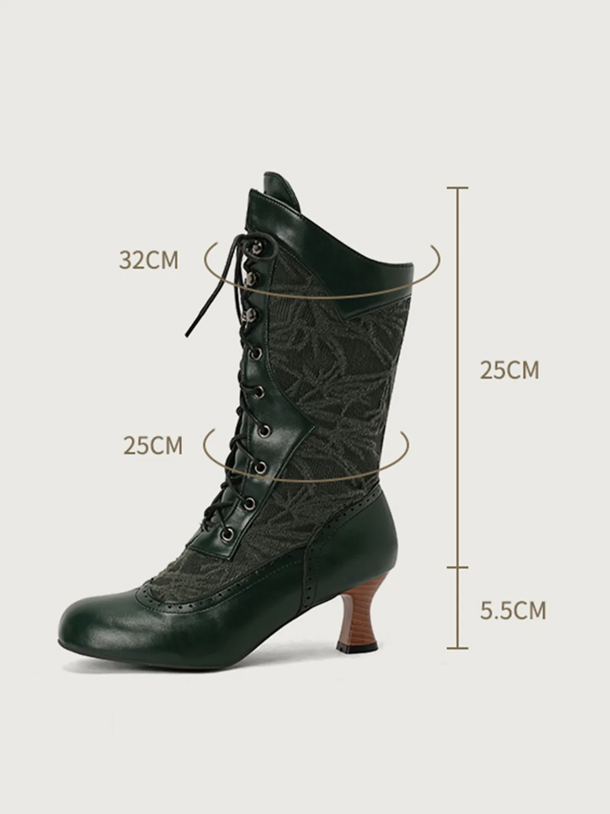 Lace Patchwork Lace-Up Calf-High Boots - Image 9