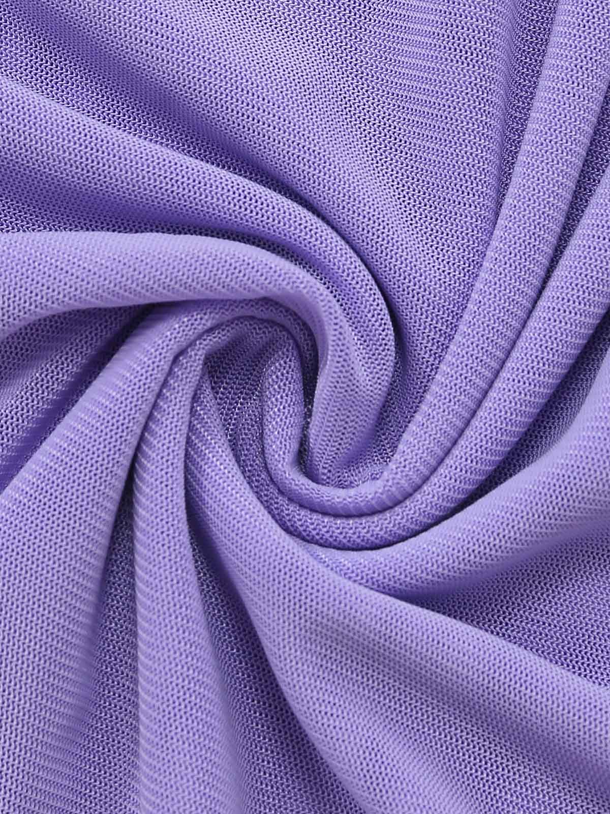 Lavender 1970s Strapless Mesh Babydoll Mini Dress with Scarf - Image 5