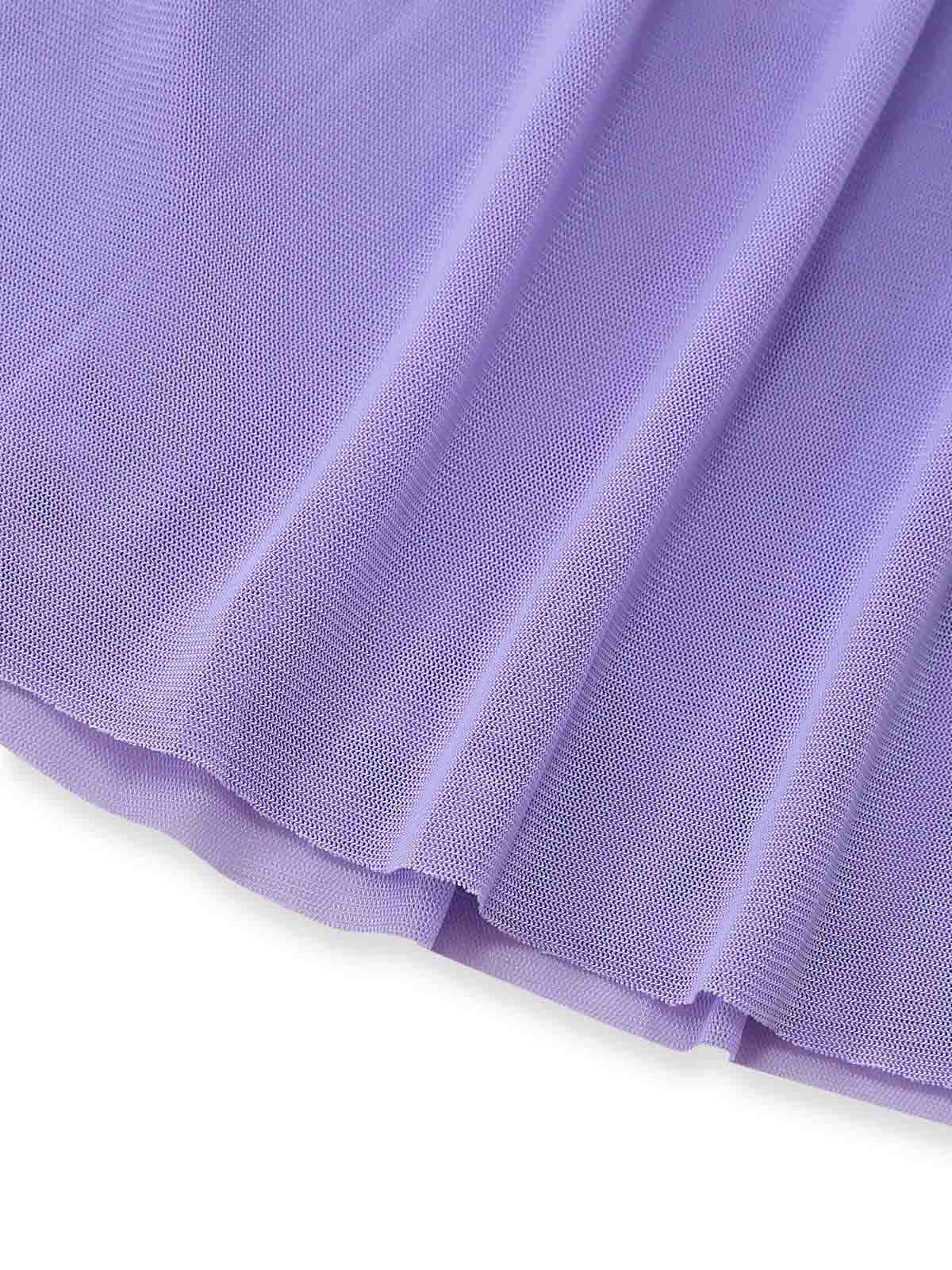 Lavender 1970s Strapless Mesh Babydoll Mini Dress with Scarf - Image 6