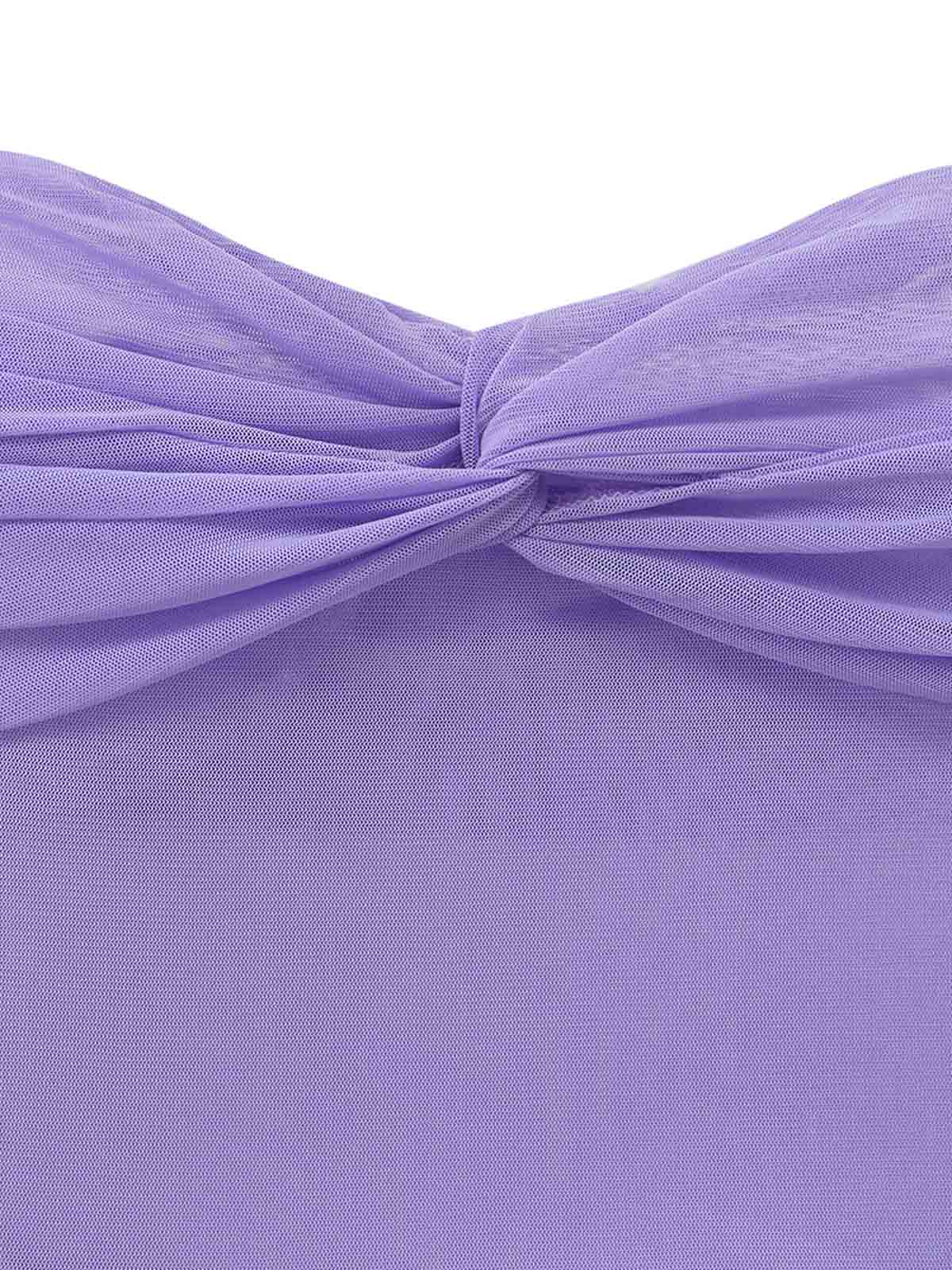 Lavender 1970s Strapless Mesh Babydoll Mini Dress with Scarf - Image 7