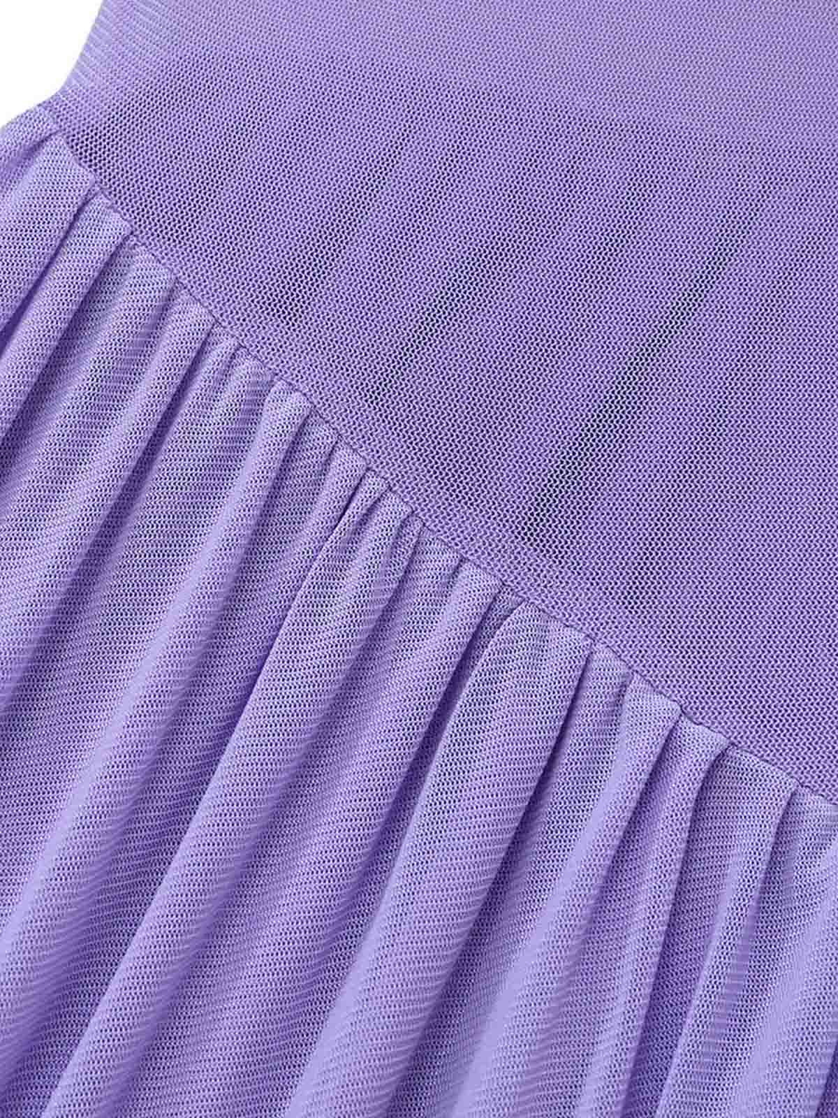 Lavender 1970s Strapless Mesh Babydoll Mini Dress with Scarf - Image 8