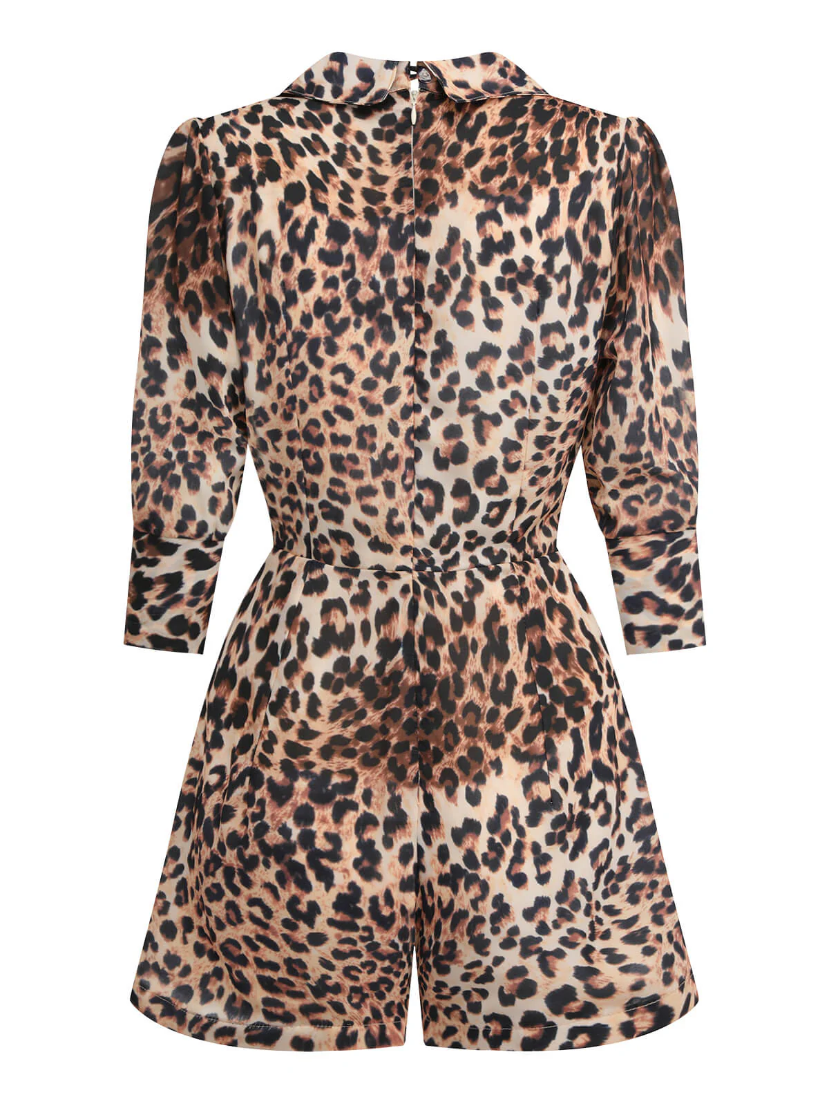 Leopard 1950s Lapel Lace-Up Vintage Romper - Image 4