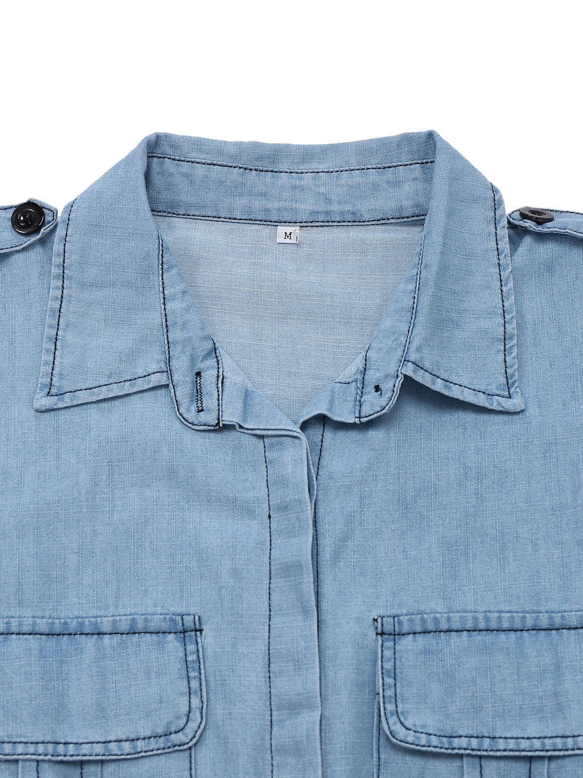 Light Blue 1950s Denim Button Lapel Romper - Image 10